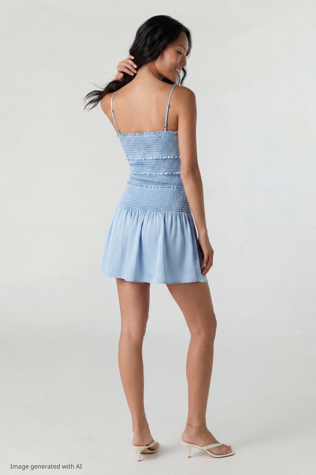 Alt View 3. Smocked Mini Dress - Light Blue