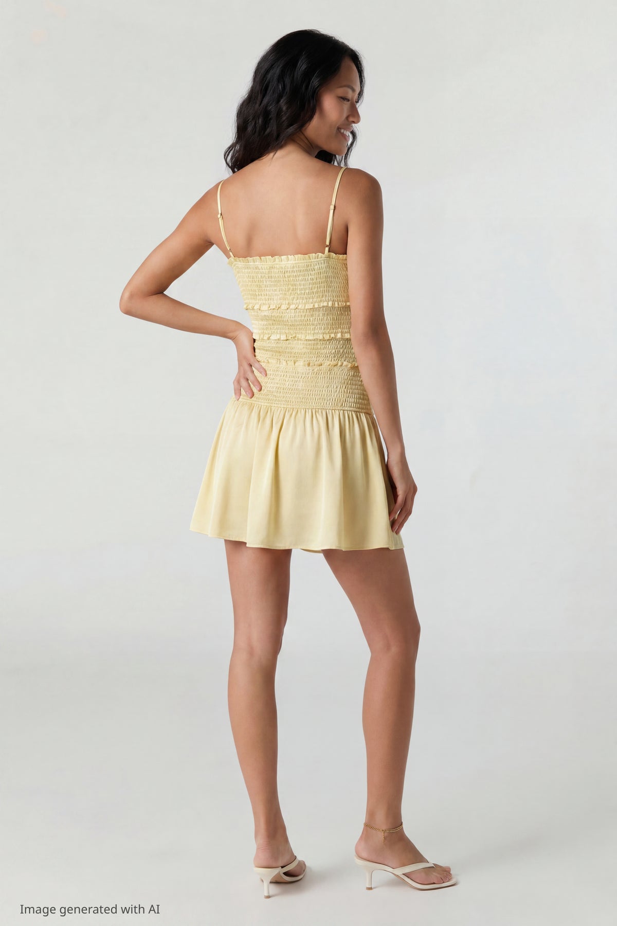 Alt View 3. Smocked Mini Dress - Yellow