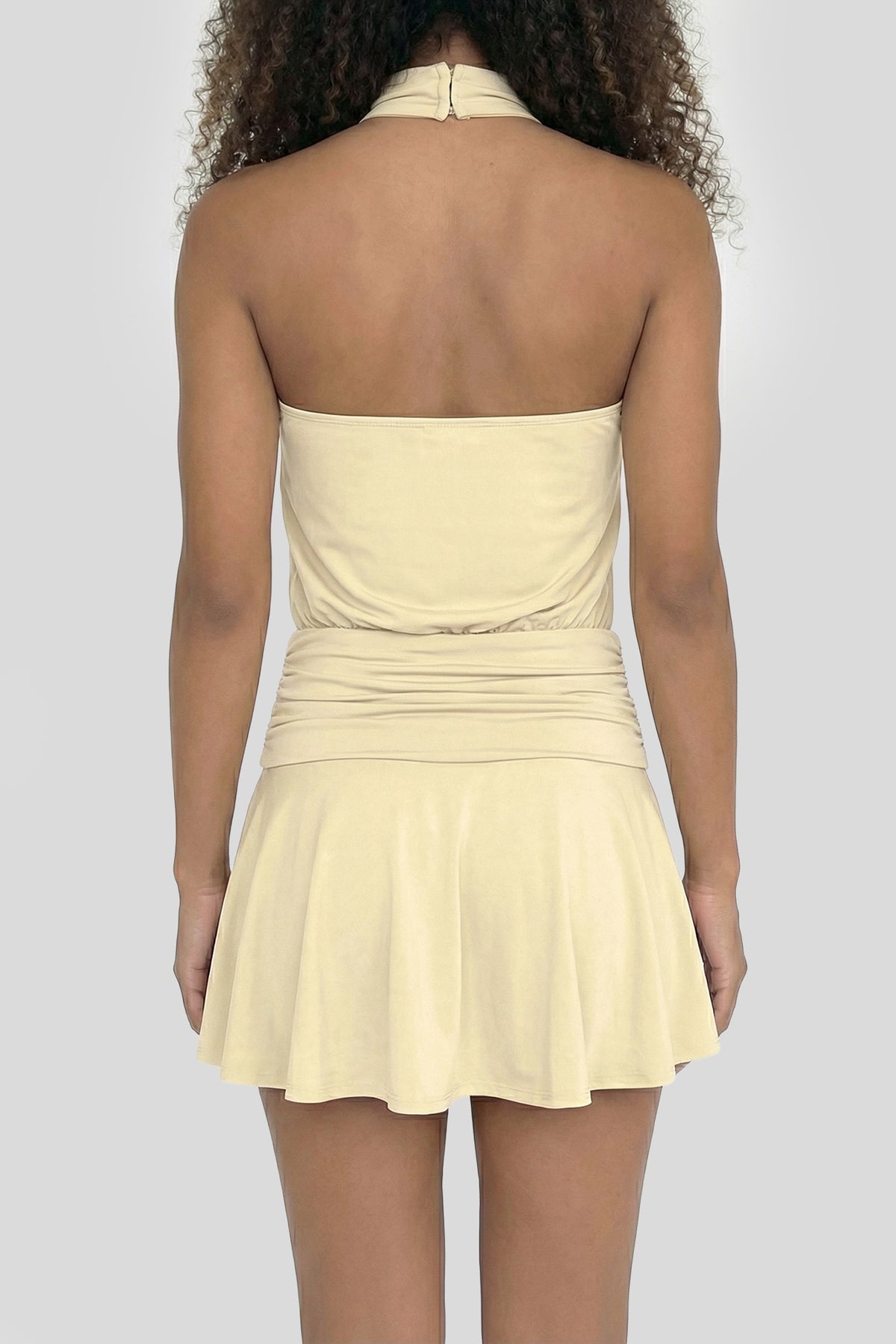 Alt View 2. Cinched Waist Halter Mini Dress - Yellow