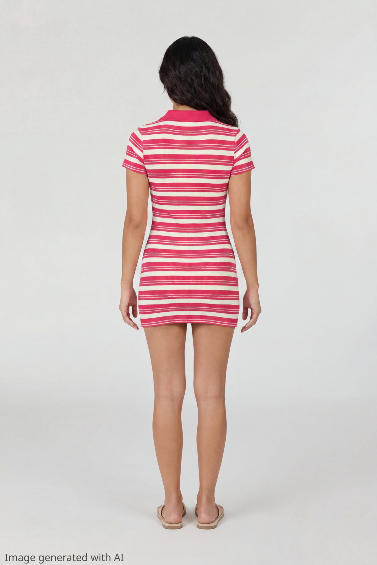 Alt View 3. Striped Mini Polo Dress - Red