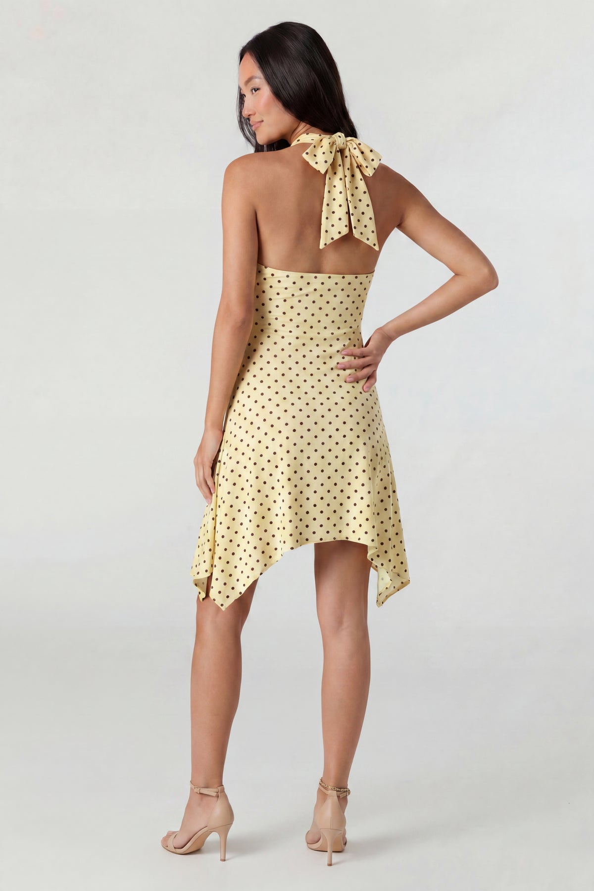 Alt View 2. Asymmetrical Mini Halter Dress - Yellow