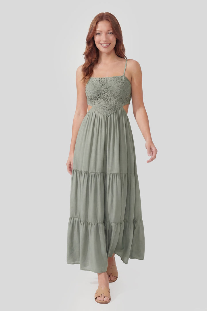 Crochet Cutout Maxi Dress