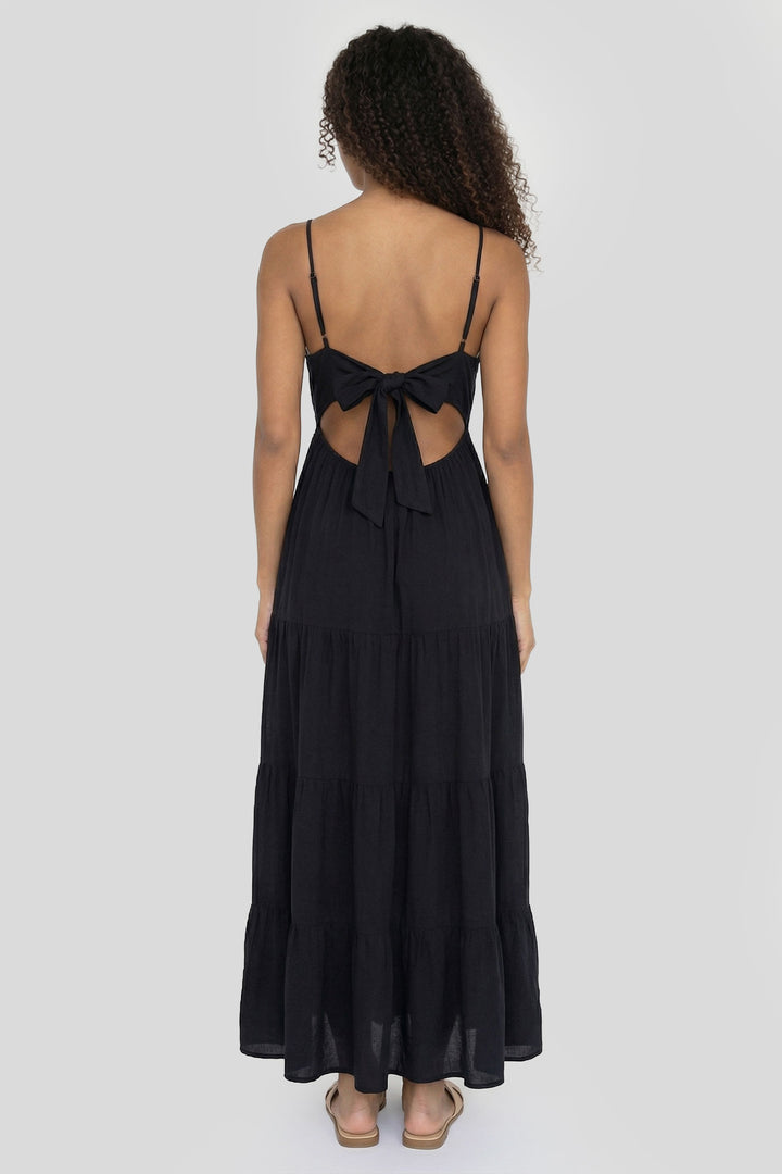 charlotte russe long black dress V-Neck Tie Back Maxi Dress – Charlotte Russe