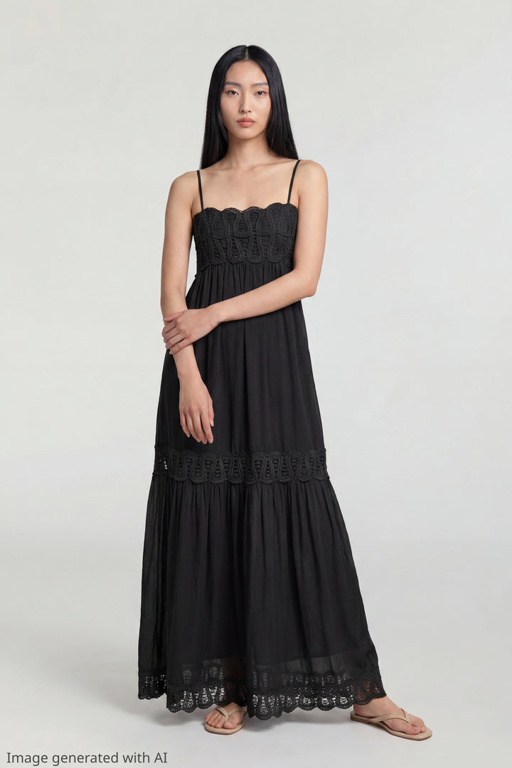 Crochet Trim Maxi Dress