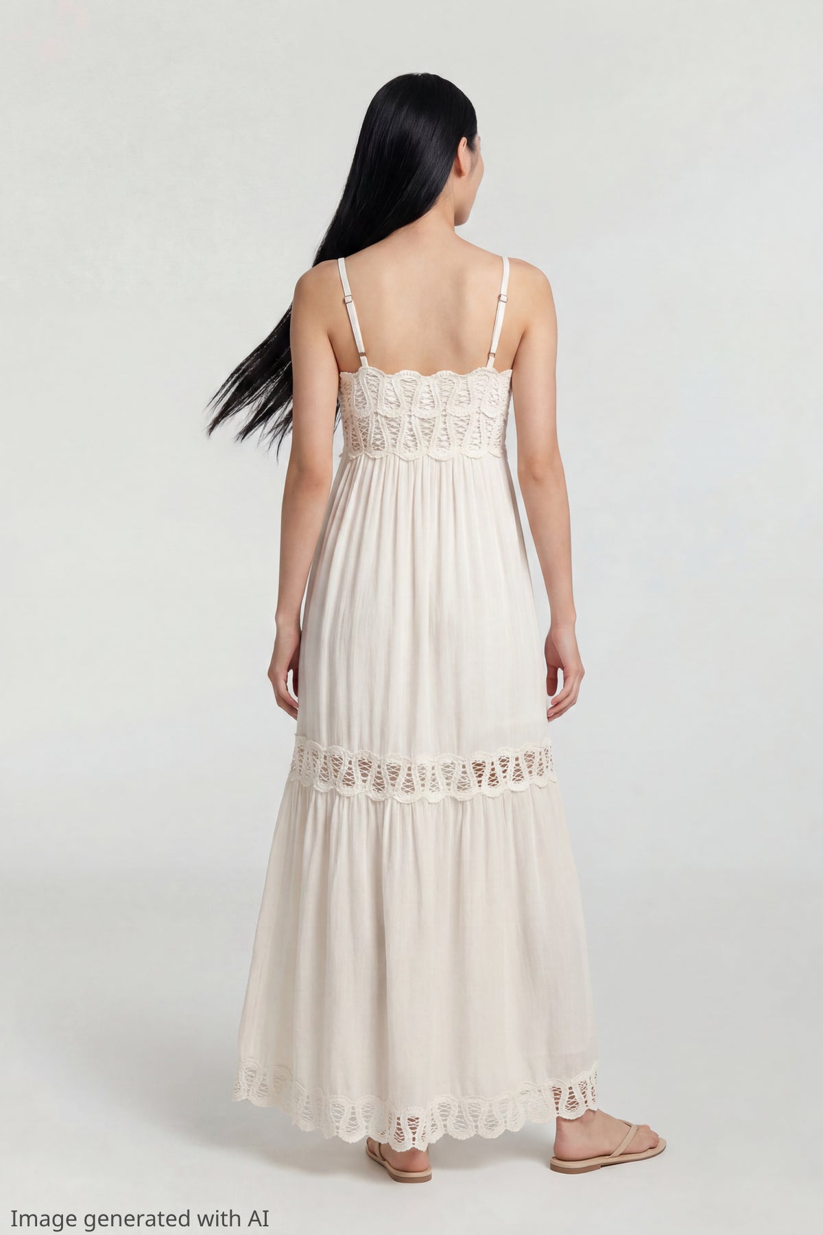 Alt View 2. Crochet Trim Maxi Dress - White