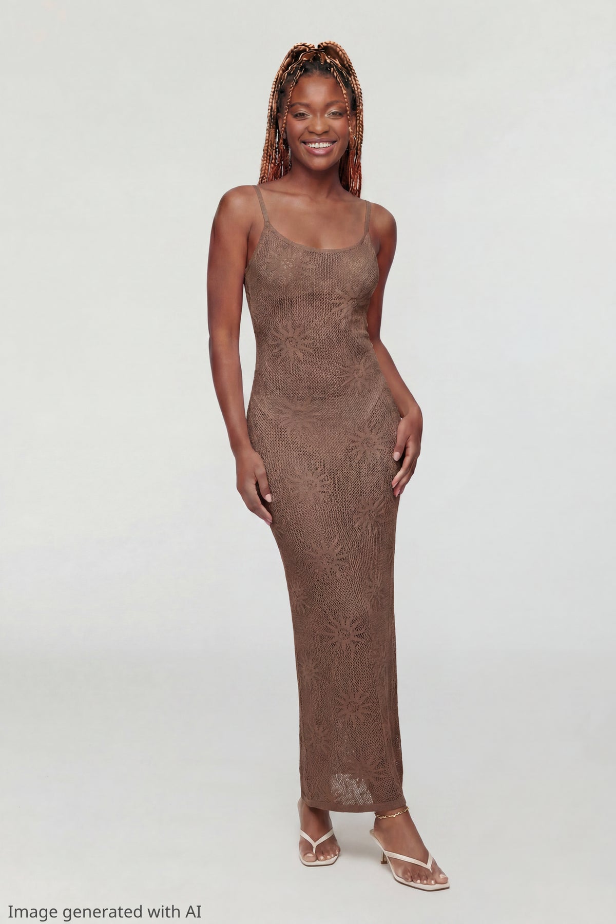 Crochet Sun Maxi Dress - Brown