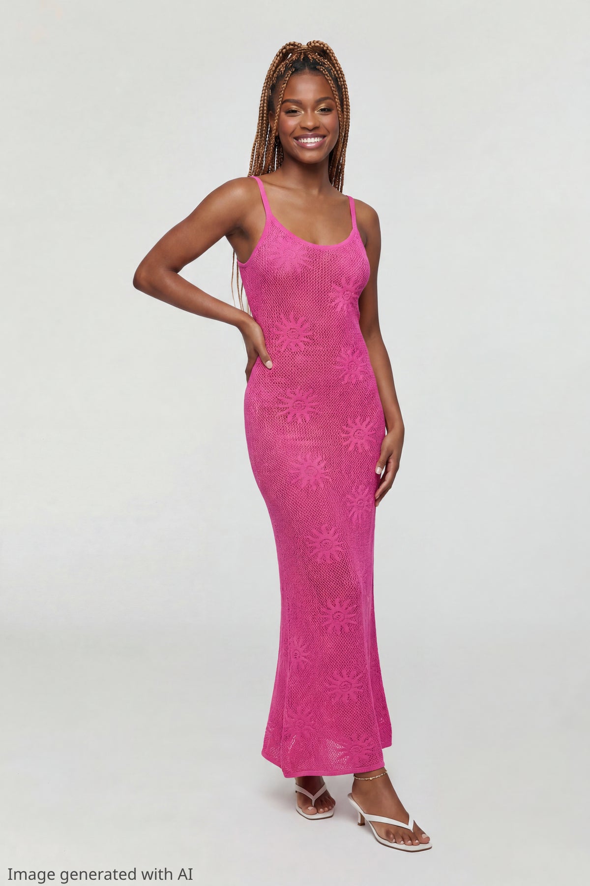 Crochet Sun Maxi Dress - Fuchsia