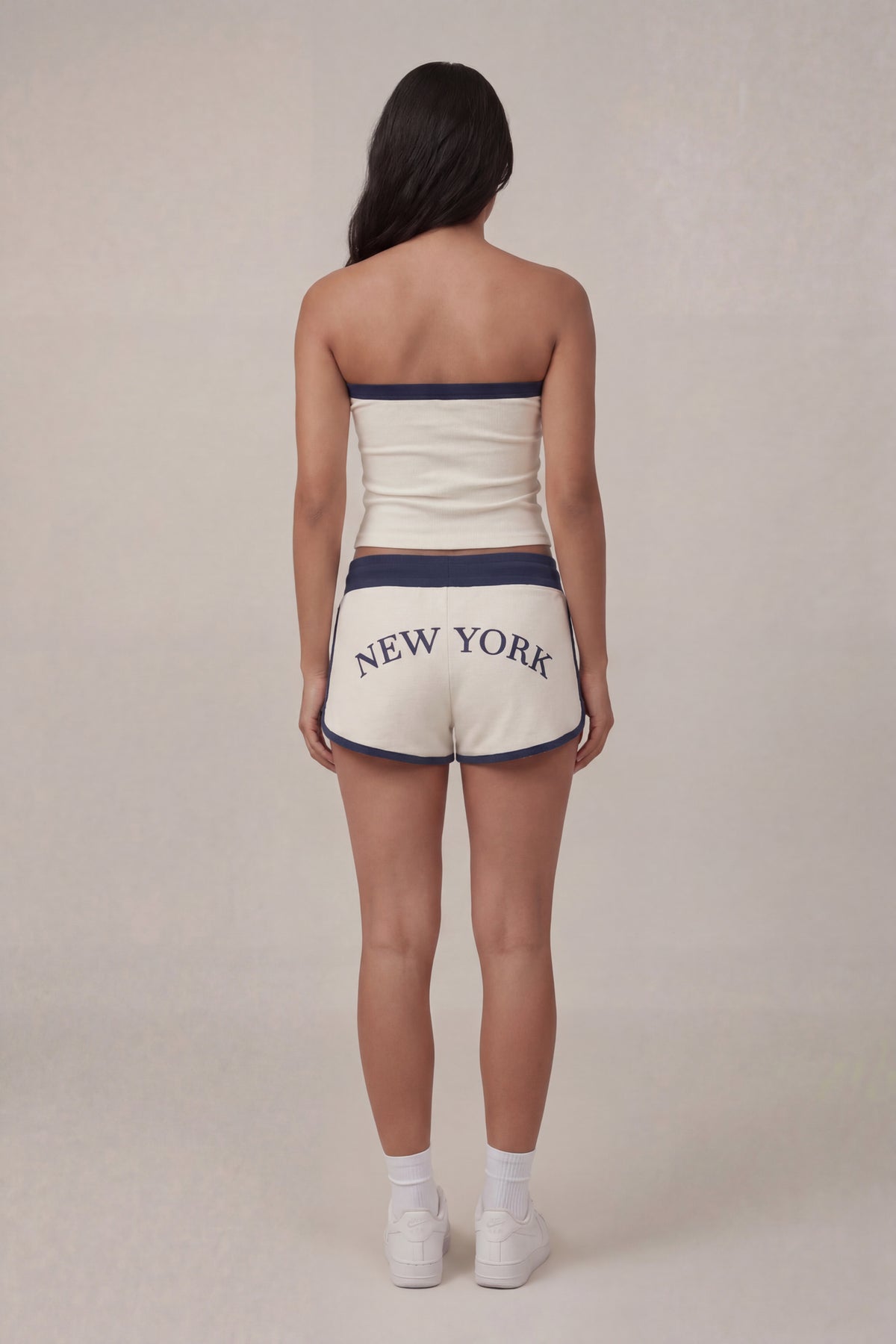 Alt View 3. Graphic Drawstring Dolphin Short - Cream
