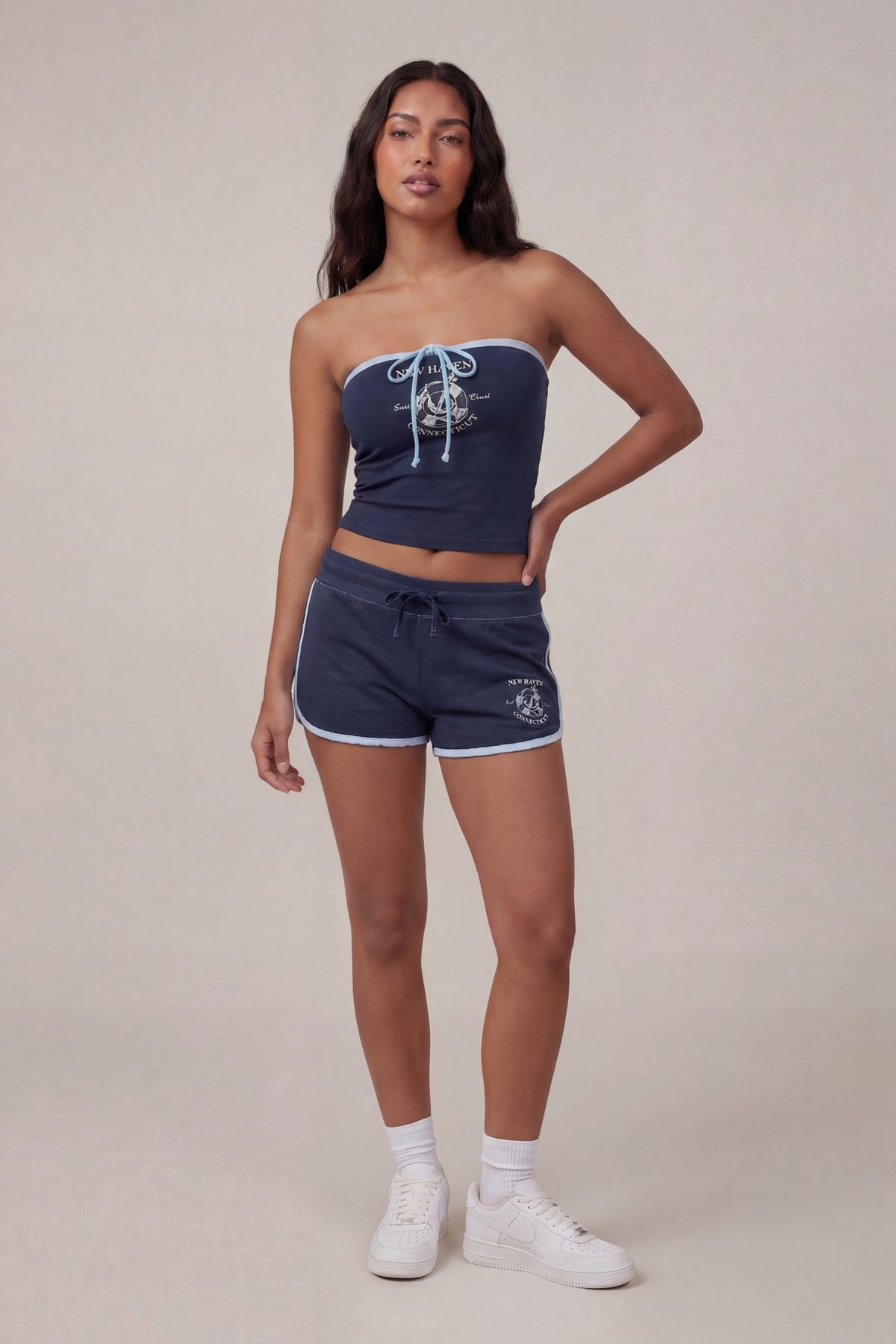 Alt View 2. Graphic Drawstring Dolphin Short - Navy