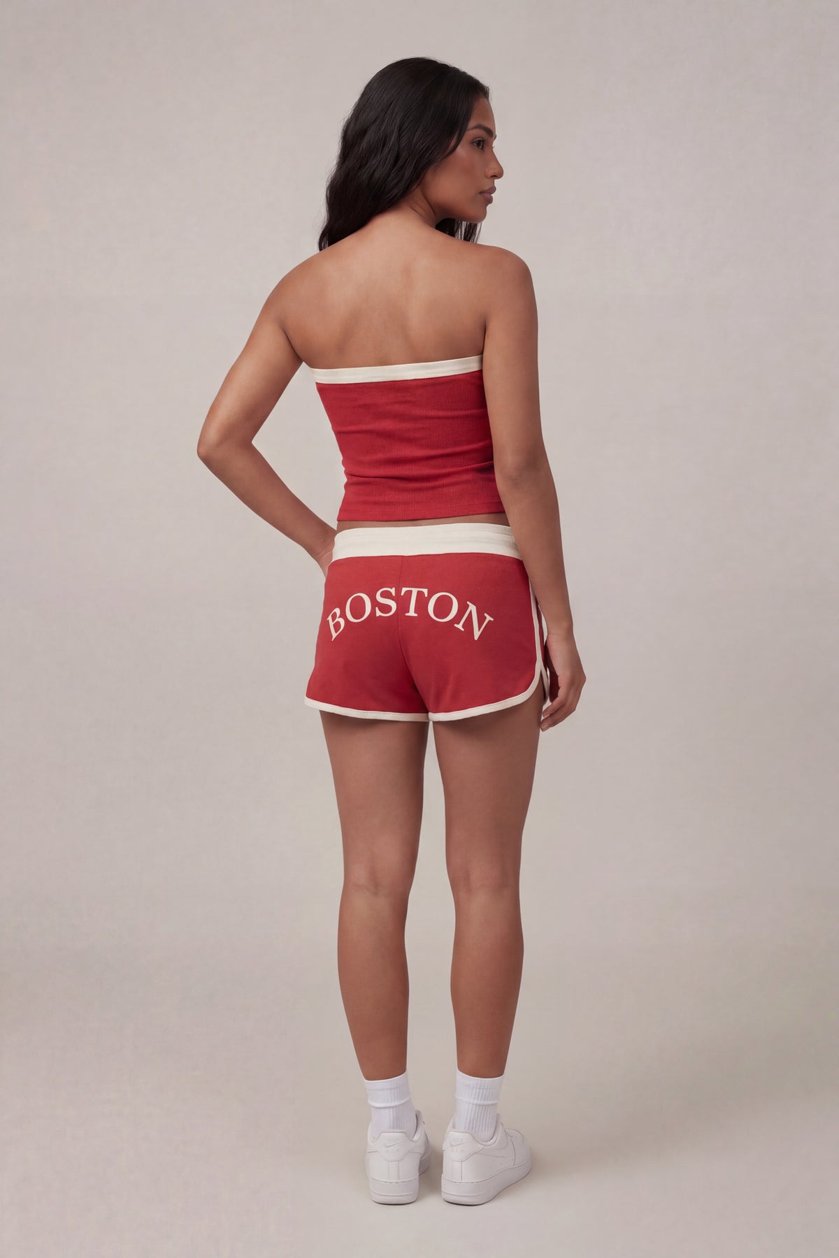 Alt View 2. Graphic Drawstring Dolphin Short - Red