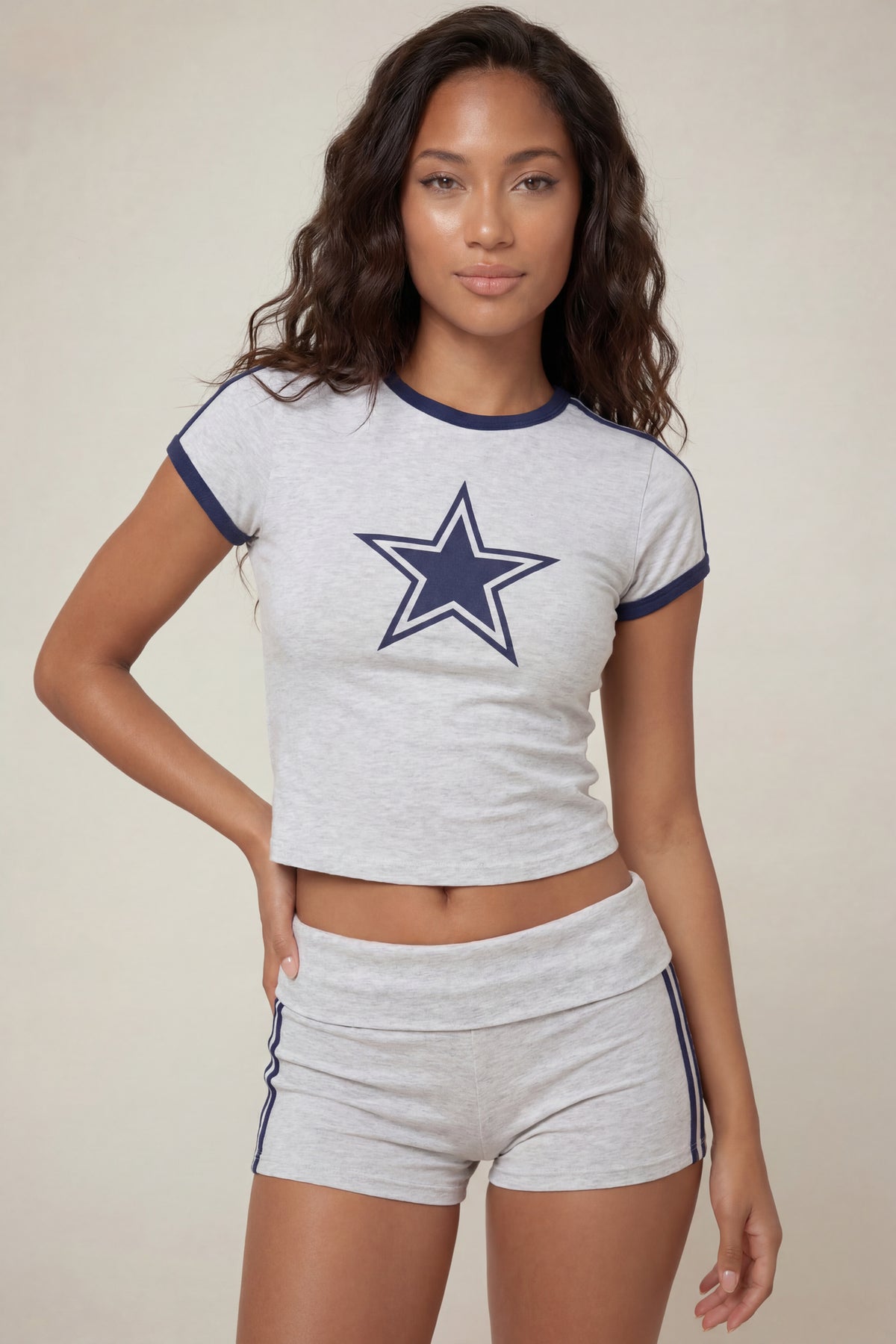 Foldover Waist Shortie - Heather Grey