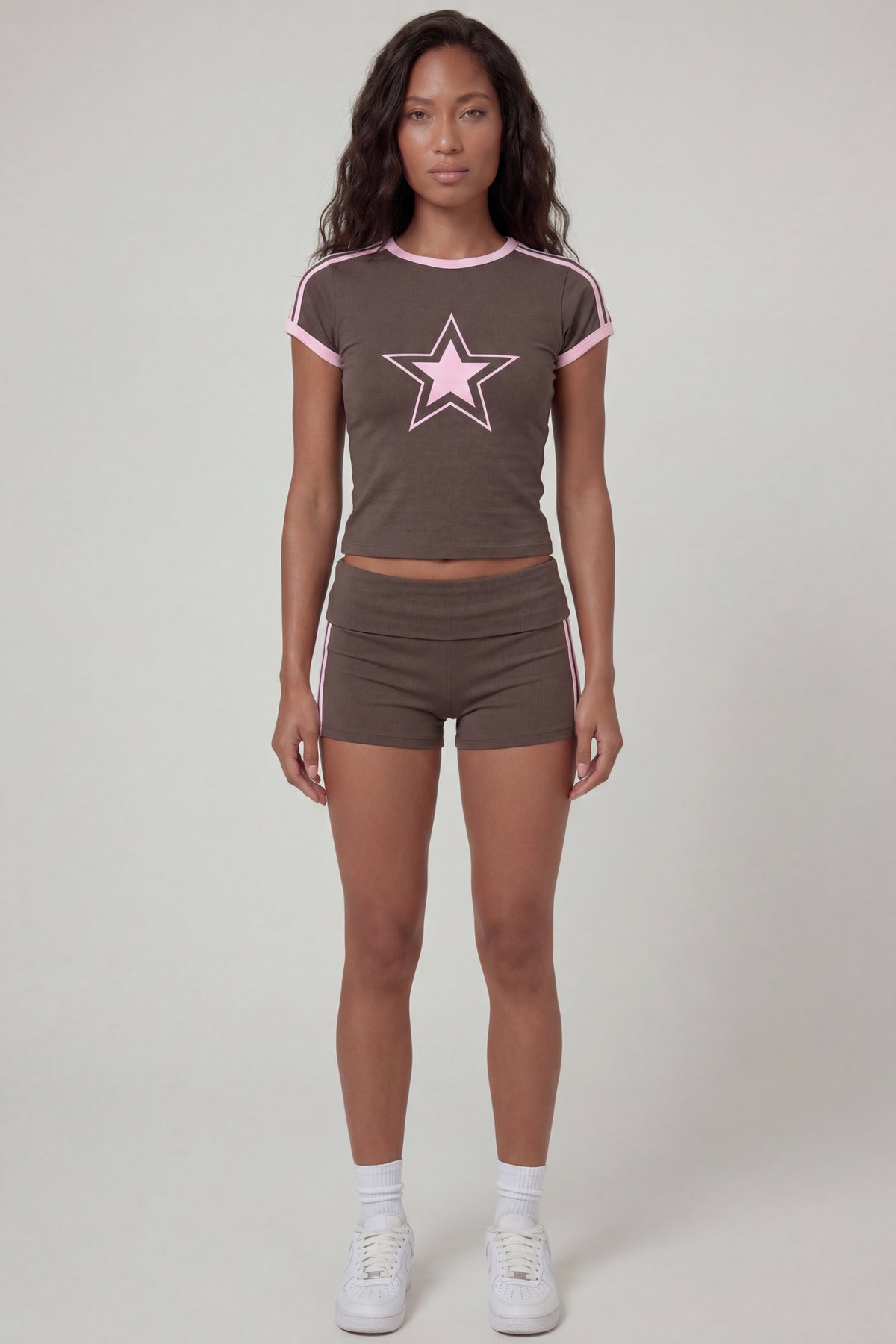Foldover Waist Shortie - Brown