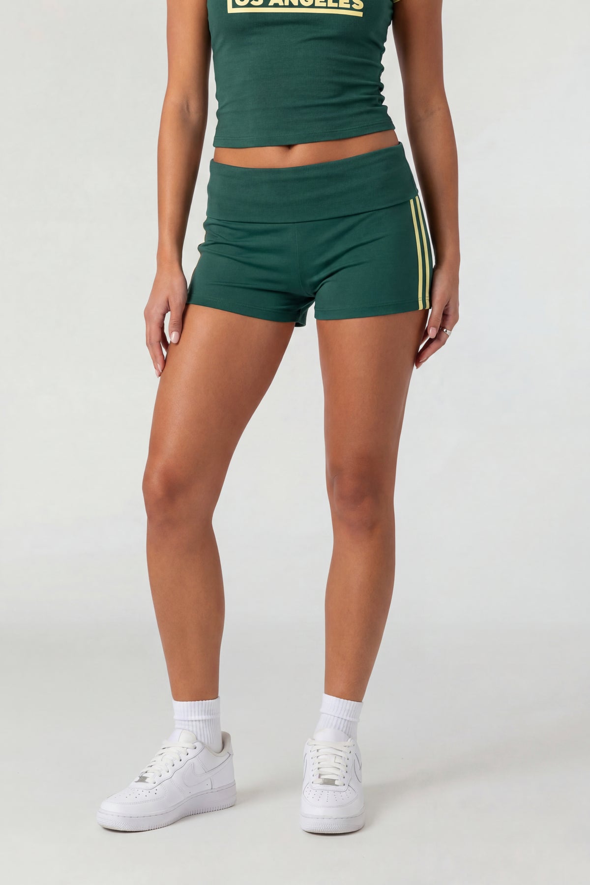 Alt View 2. Foldover Waist Shortie - Hunter Green
