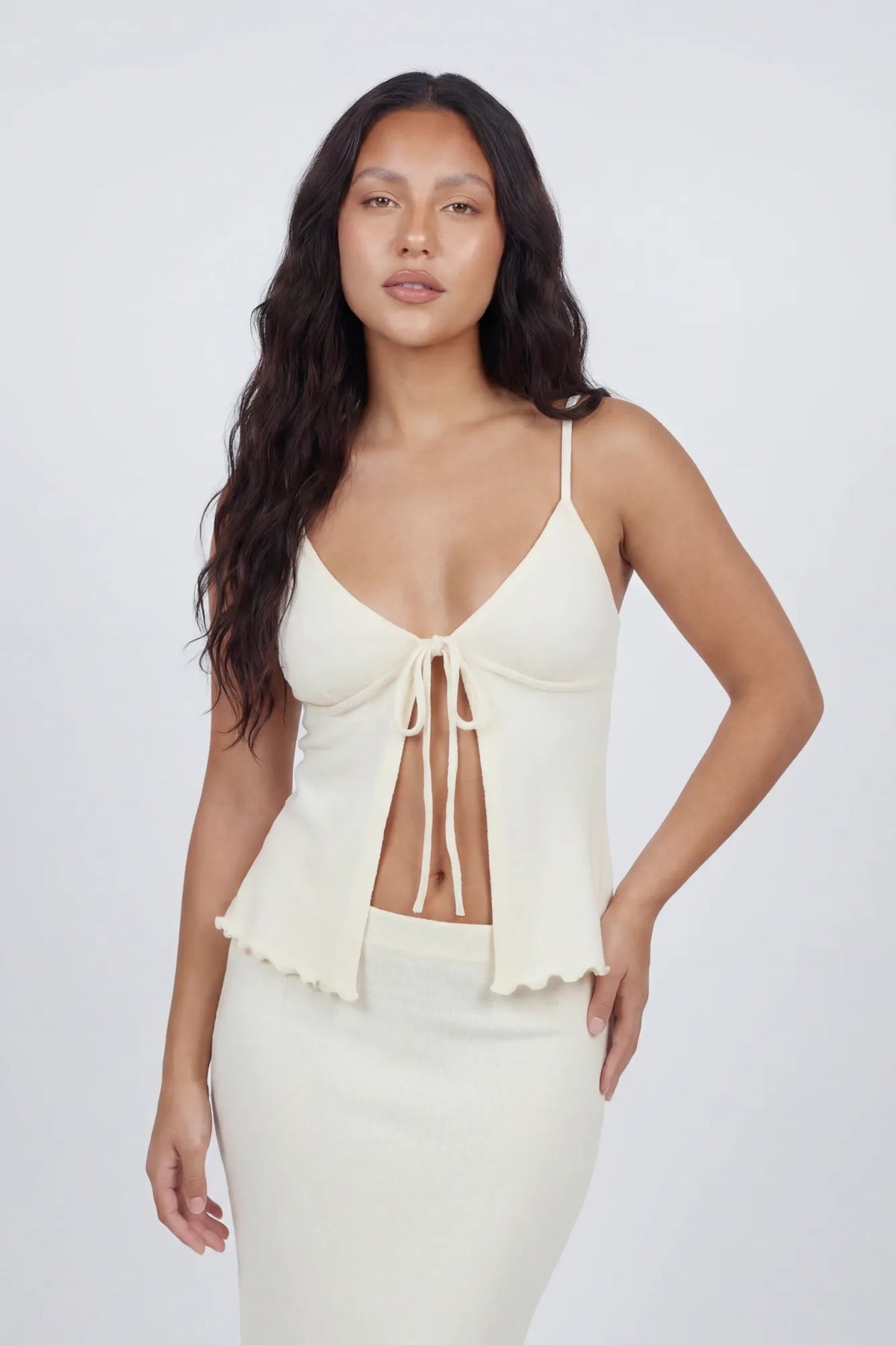 Alt View 3. Knit Flyaway Tank & Maxi Skirt Set - White