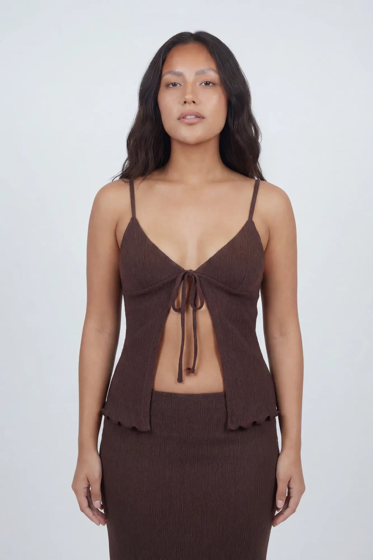 Alt View 3. Knit Flyaway Tank & Maxi Skirt Set - Medium Brown