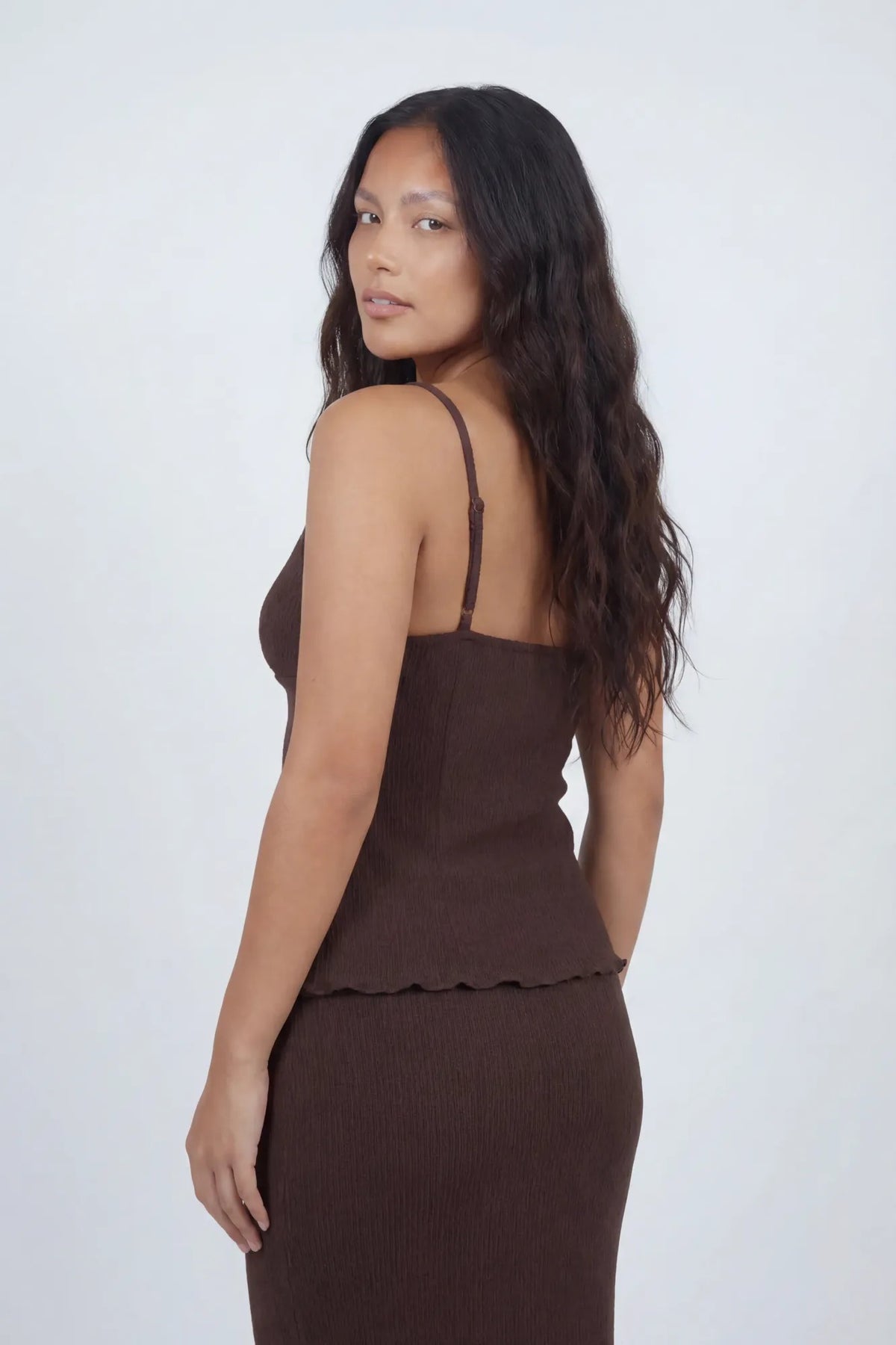 Alt View 4. Knit Flyaway Tank & Maxi Skirt Set - Medium Brown