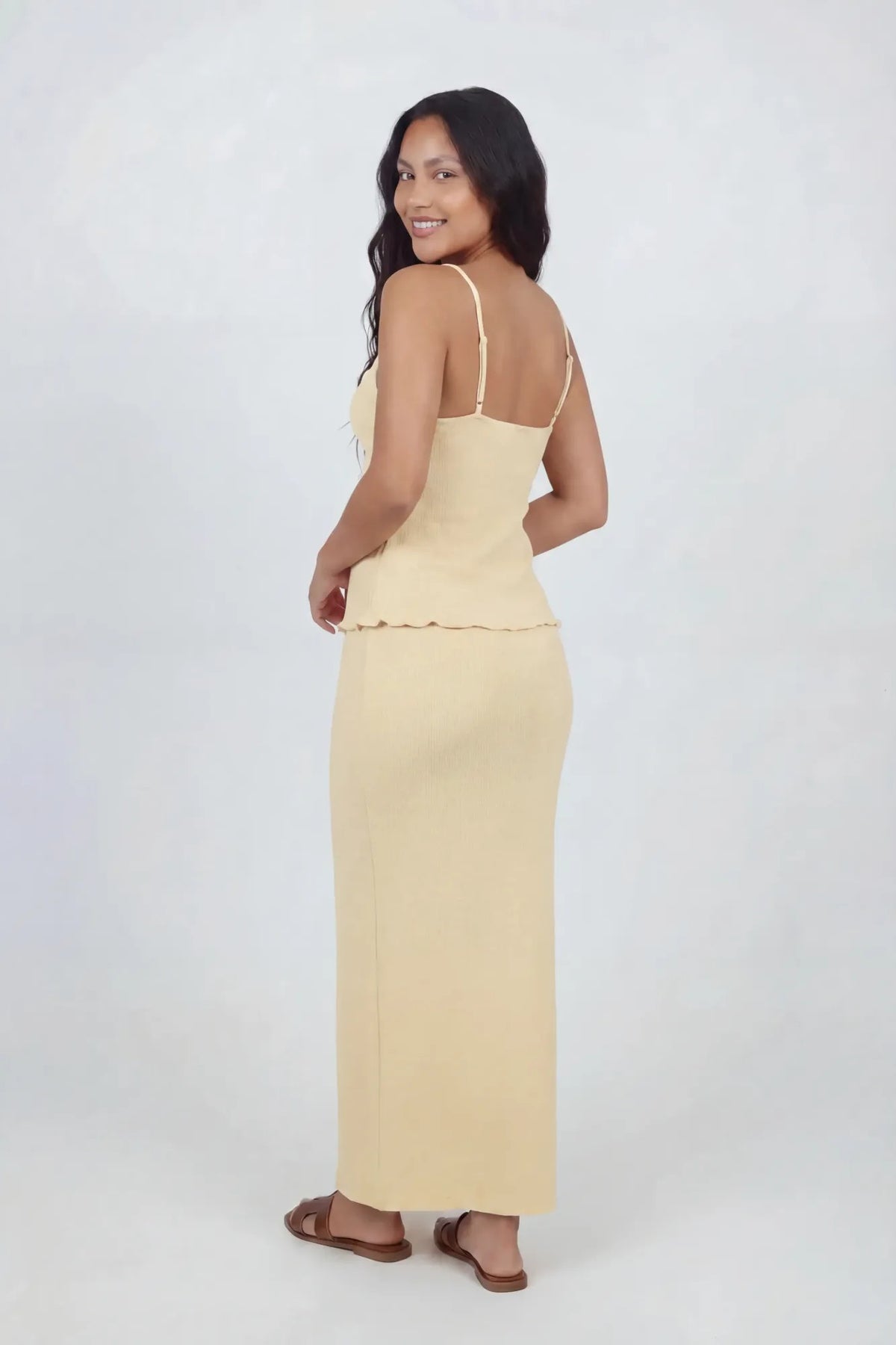 Alt View 2. Knit Flyaway Tank & Maxi Skirt Set - Pale Yellow