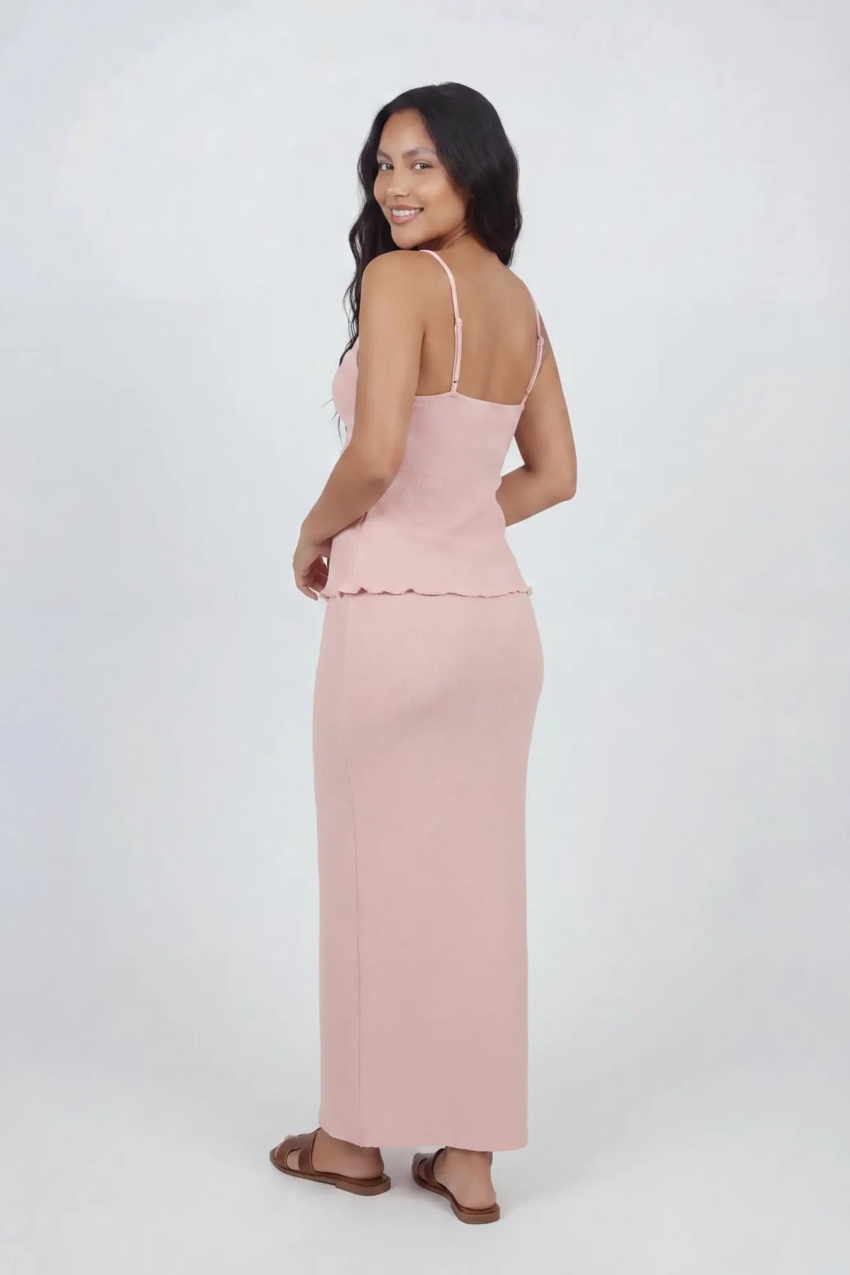 Alt View 2. Knit Flyaway Tank & Maxi Skirt Set - Pink