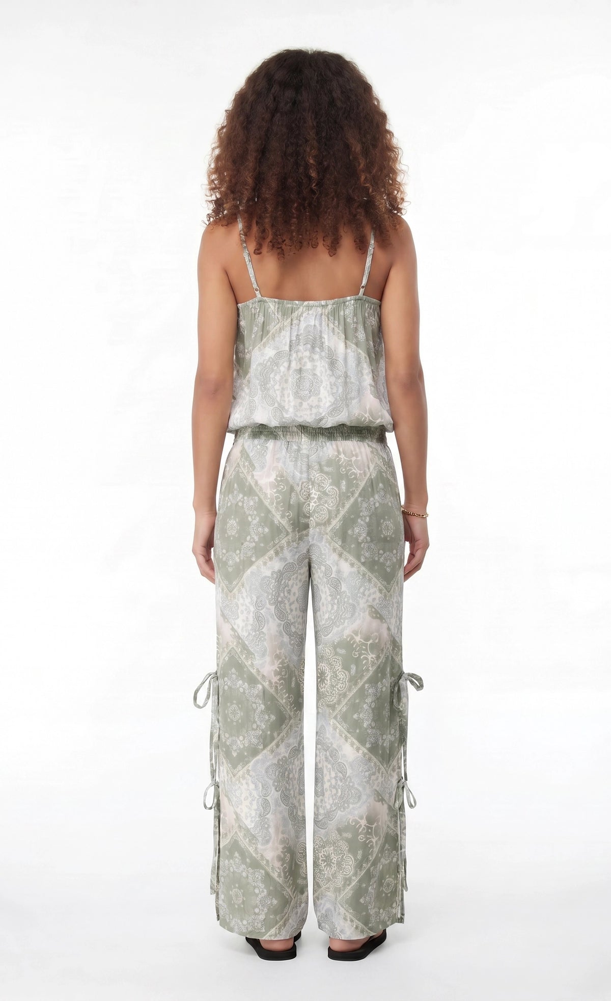 Alt View 2. Gauze Tank & Pant with Bow Set - Sage
