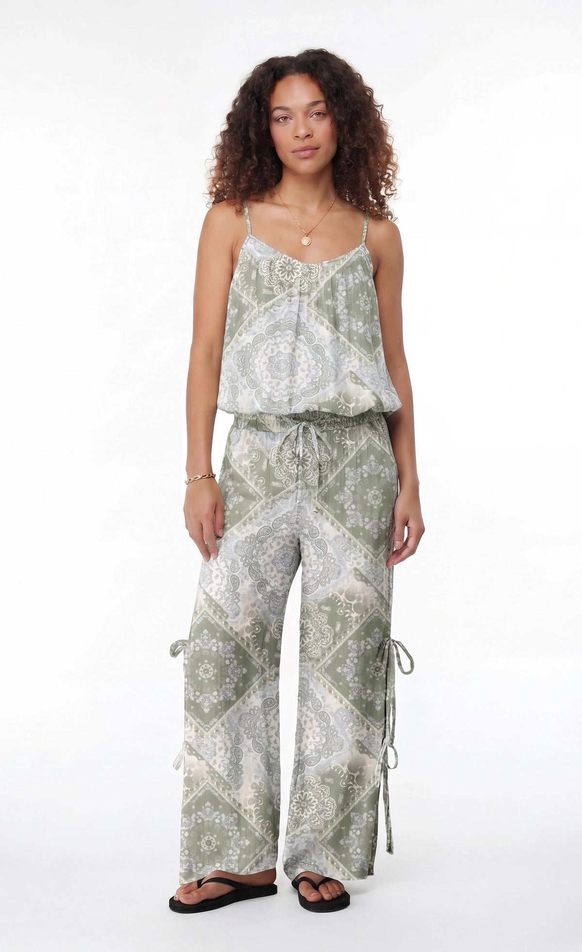 Gauze Tank & Pant with Bow Set - Sage