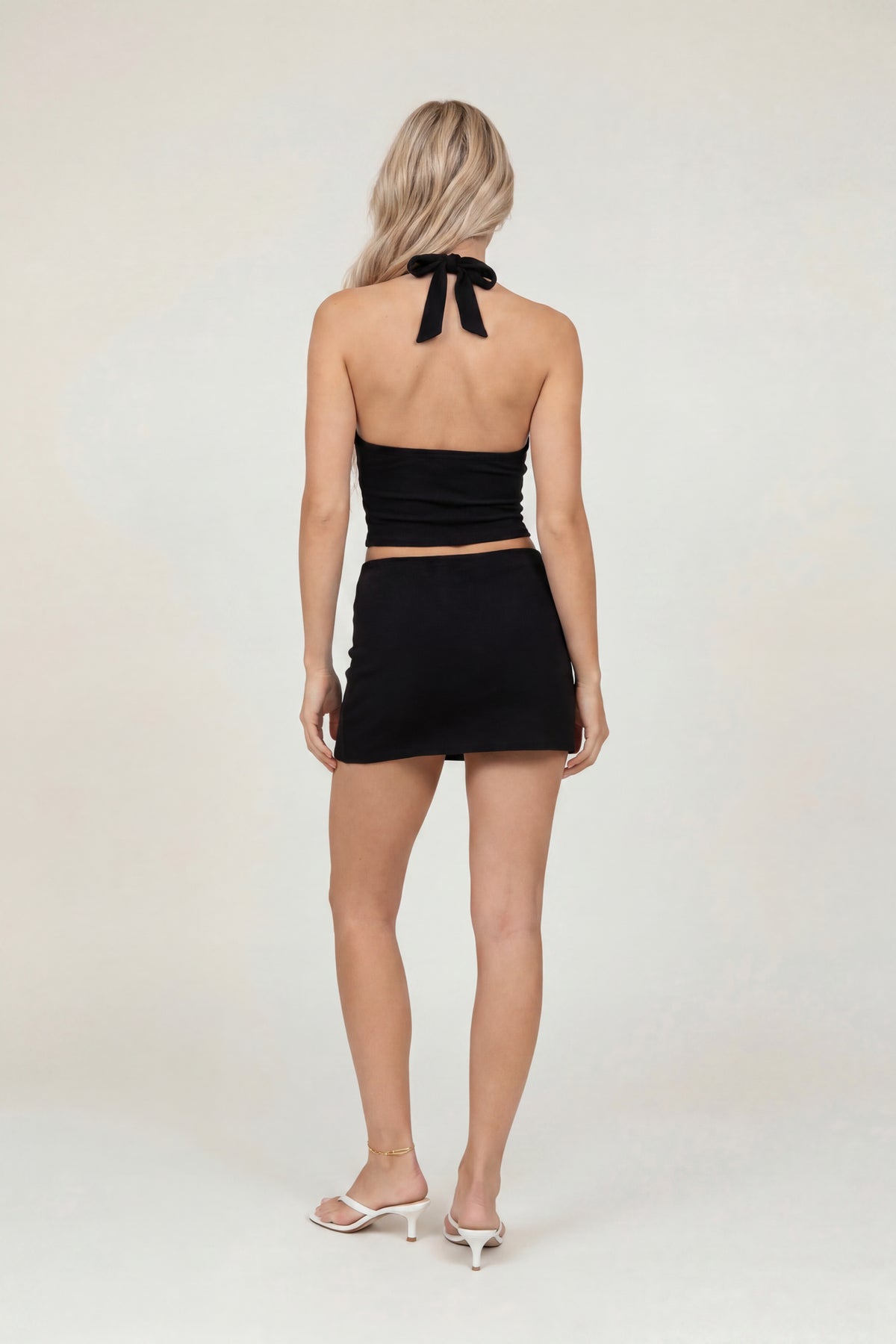 Alt View 2. Halter Top & Mini Skirt Set - Black