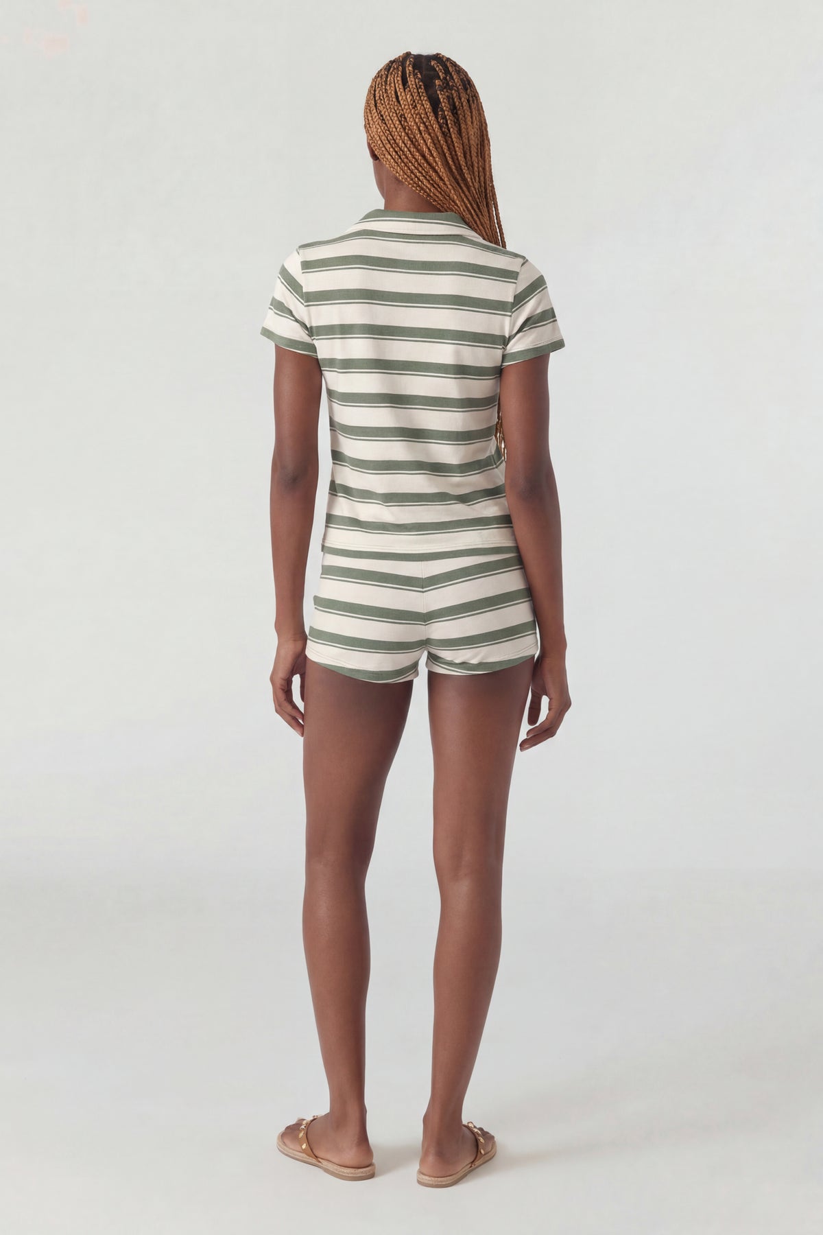 Alt View 3. Striped Polo & Short Set - Green