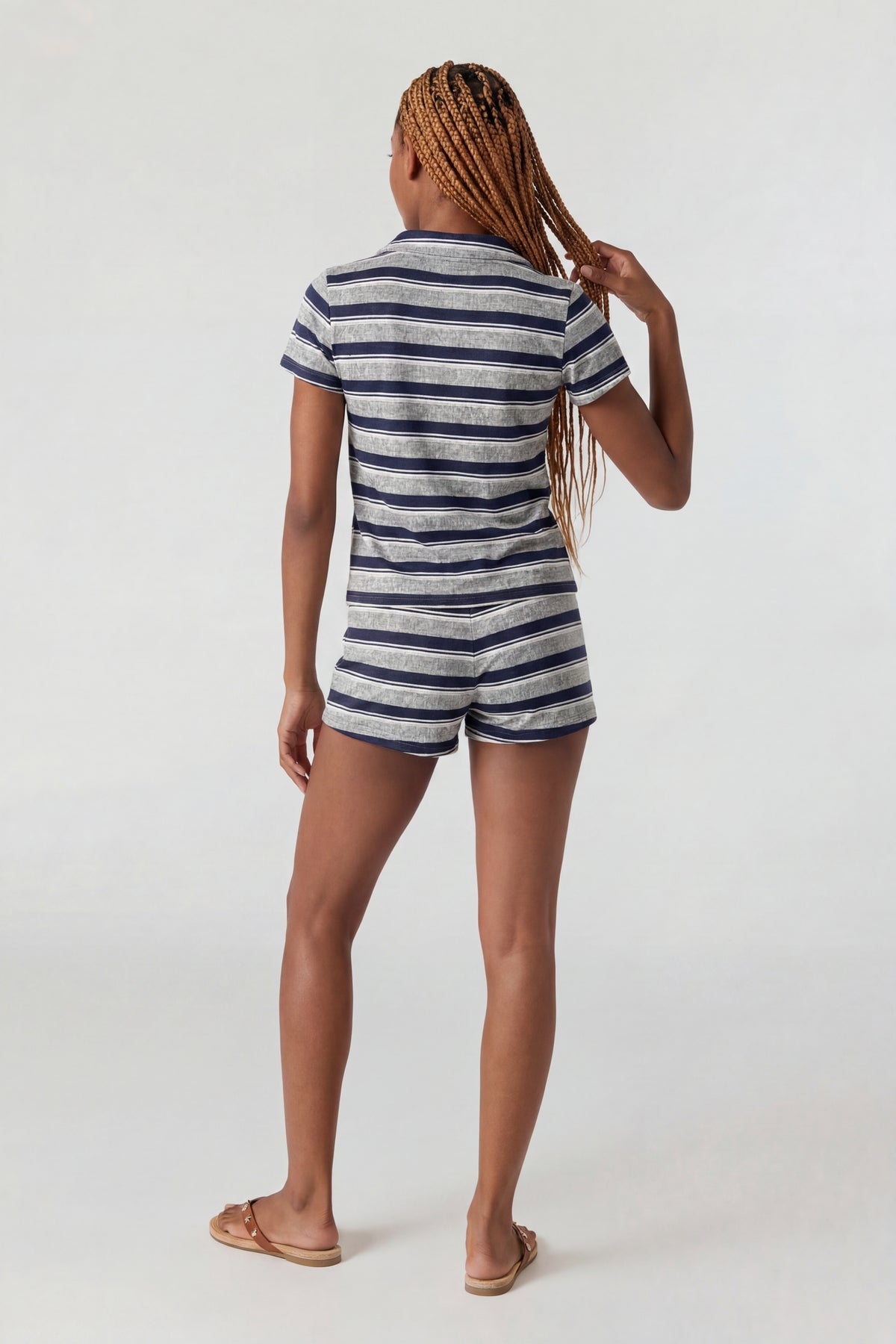 Alt View 3. Striped Polo & Short Set - Blue