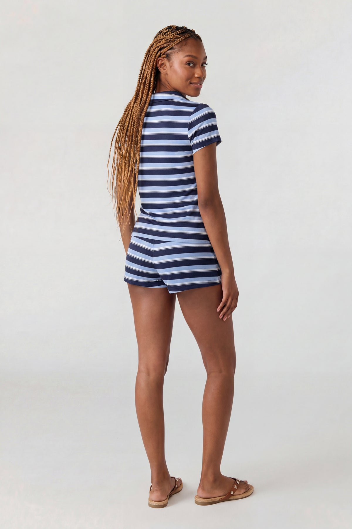 Alt View 3. Striped Polo & Short Set - Navy