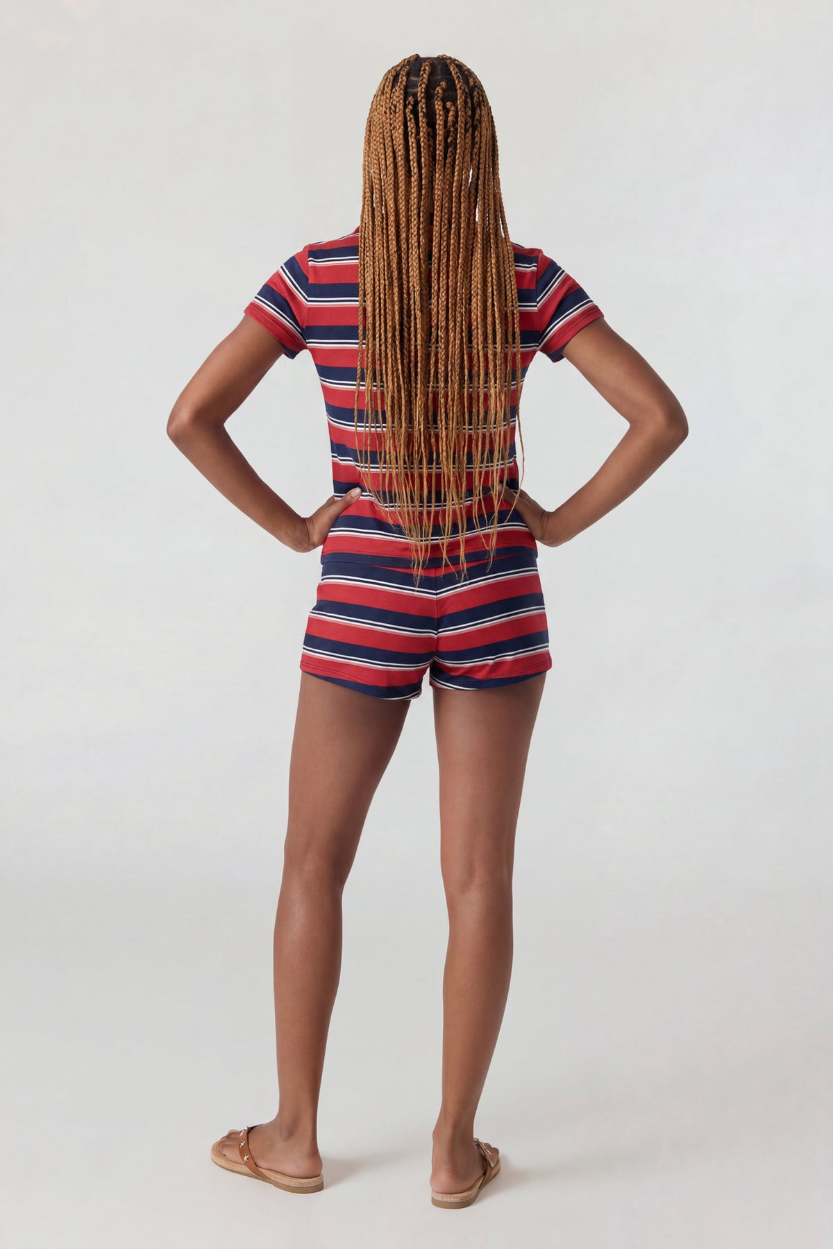Alt View 3. Striped Polo & Short Set - Red