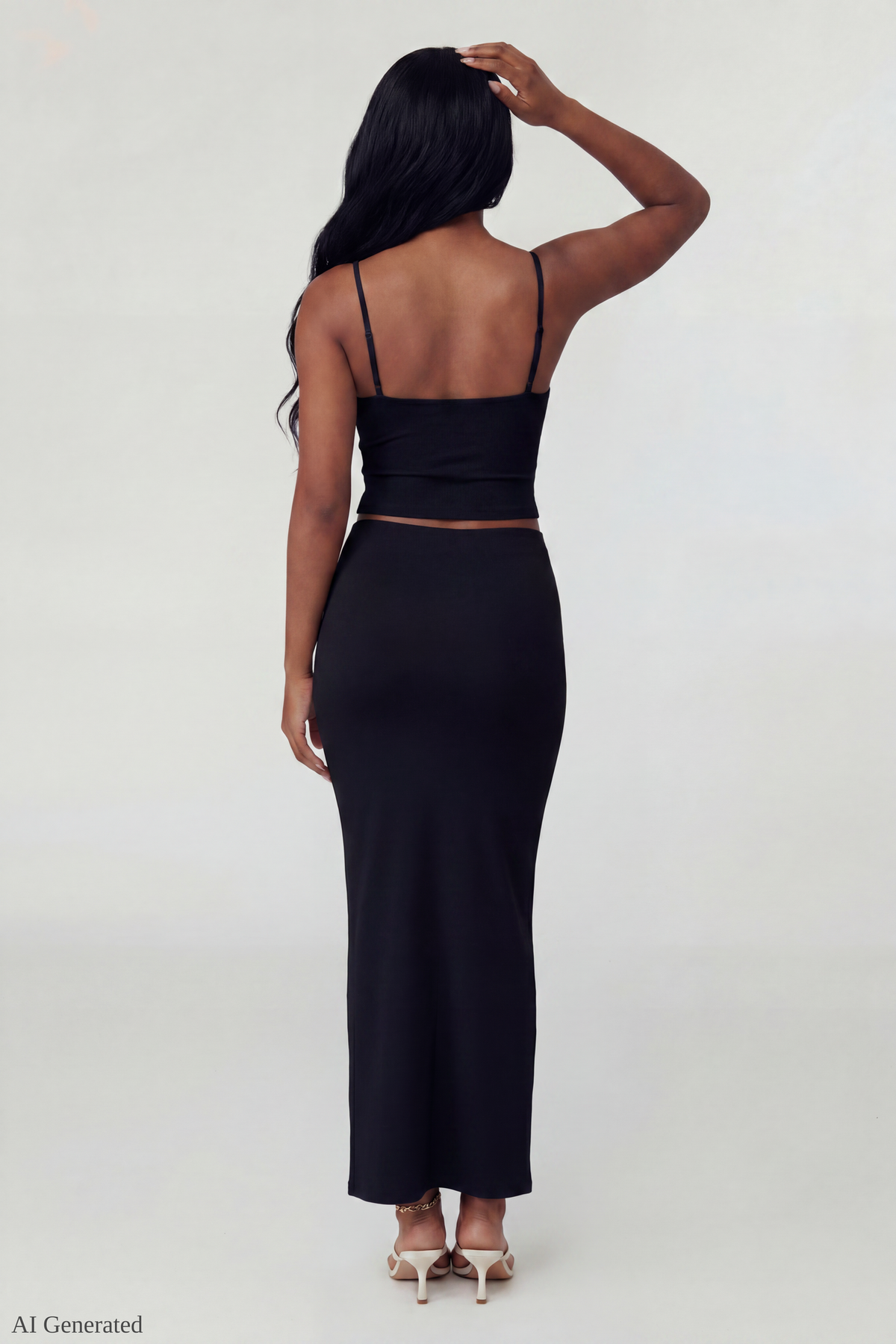 Alt View 2. Floral Tank & Maxi Skirt Set - Black