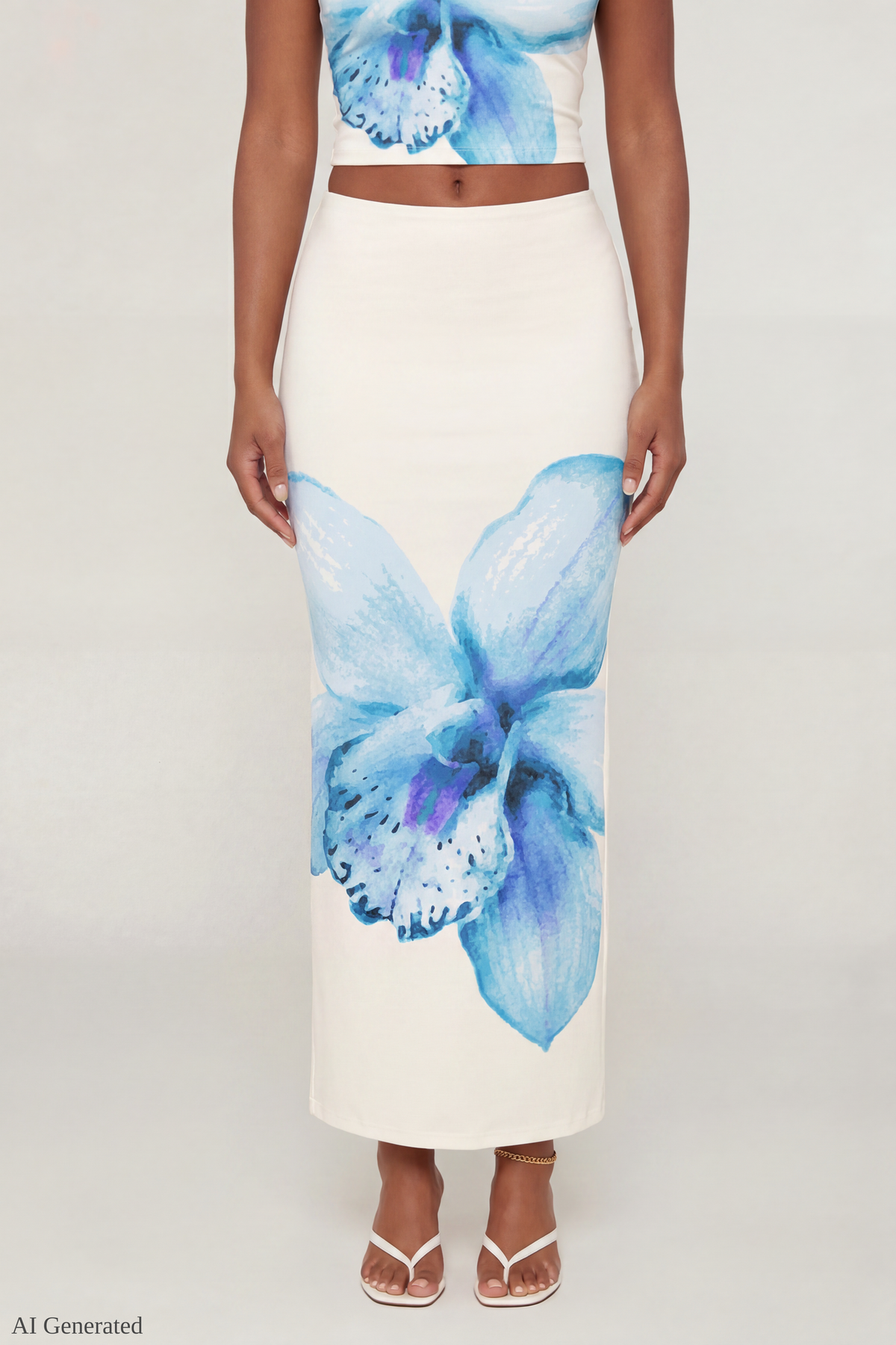 Alt View 3. Floral Tank & Maxi Skirt Set - Cream