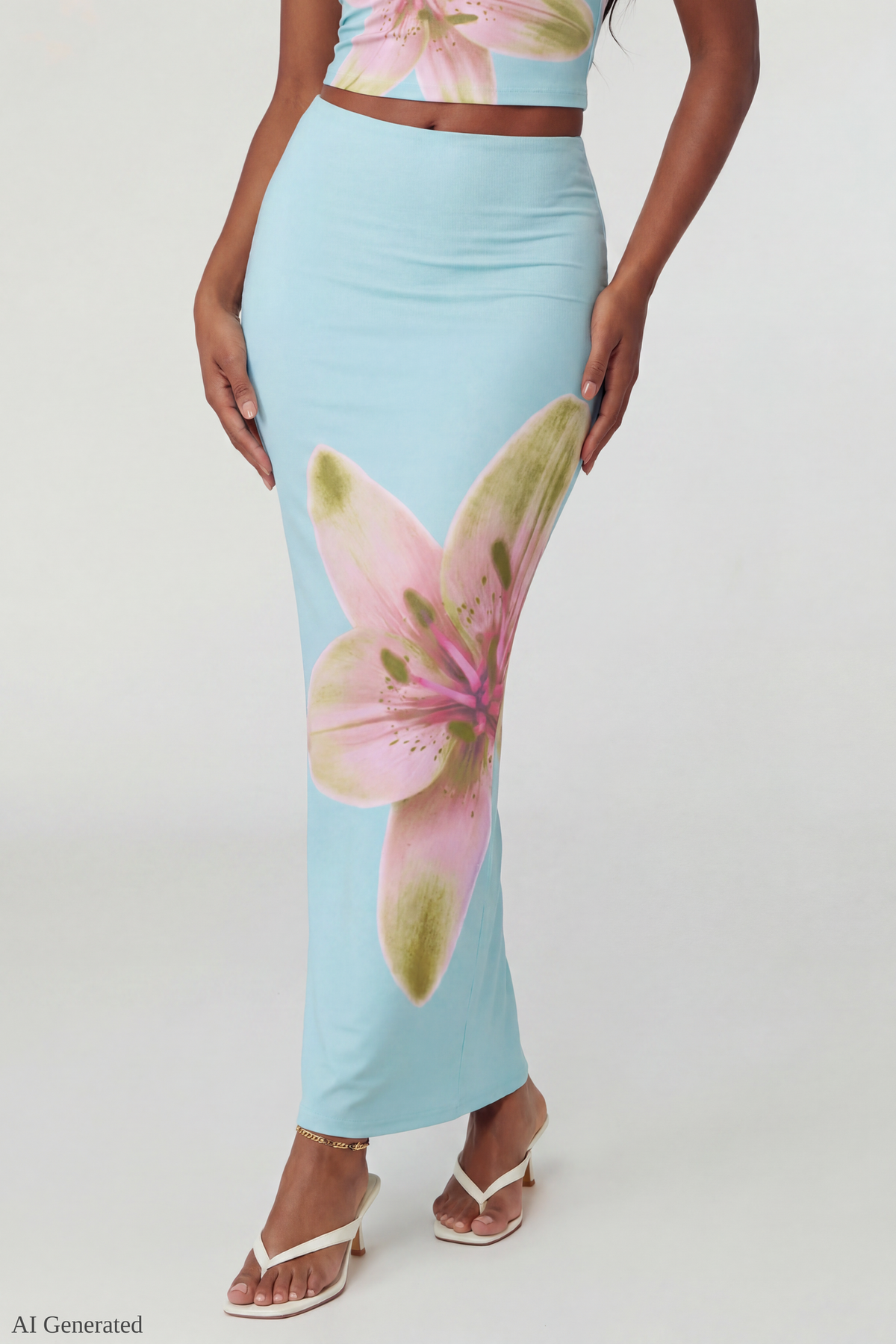 Alt View 3. Floral Tank & Maxi Skirt Set - Turquoise
