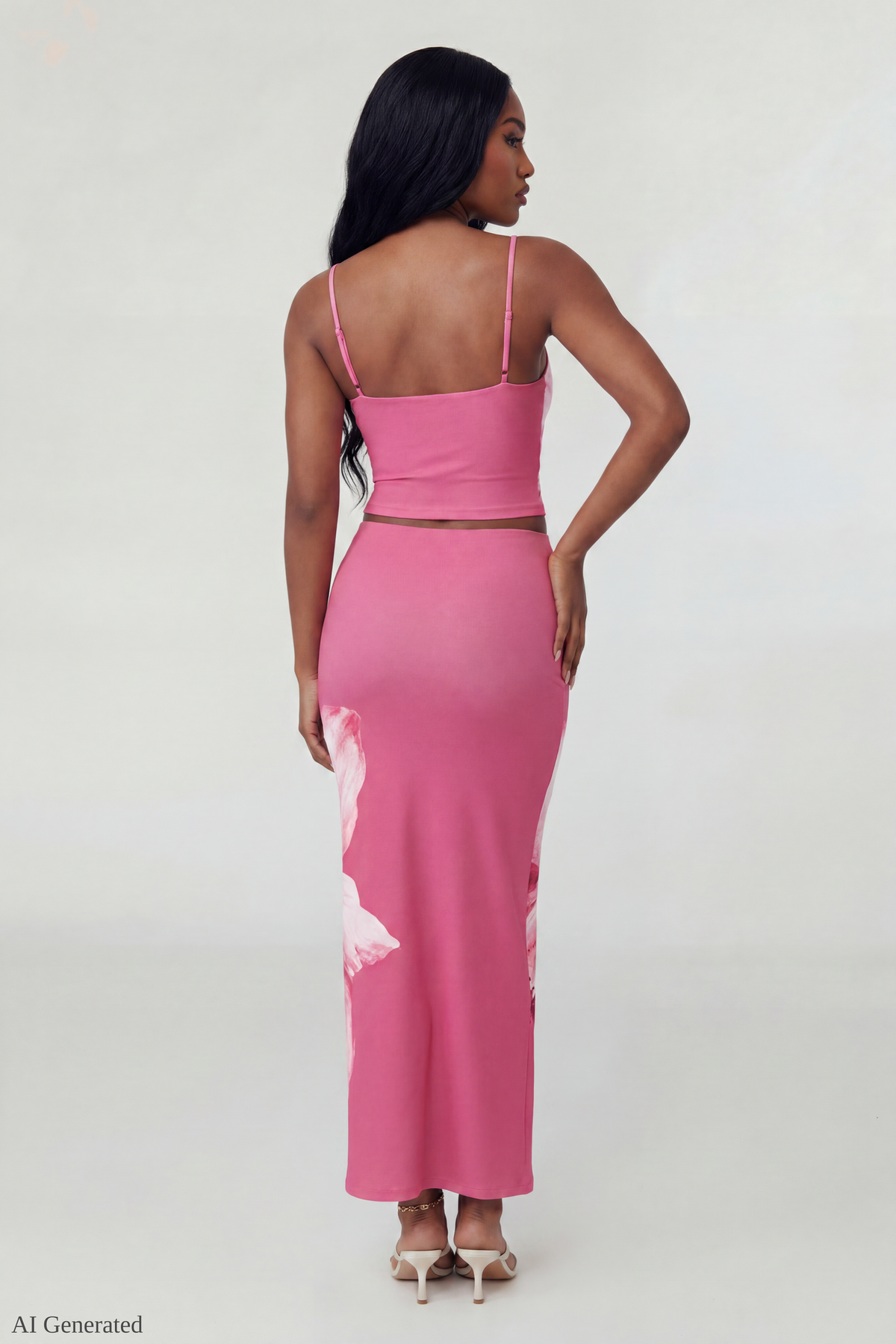 Alt View 2. Floral Tank & Maxi Skirt Set - Fuchsia