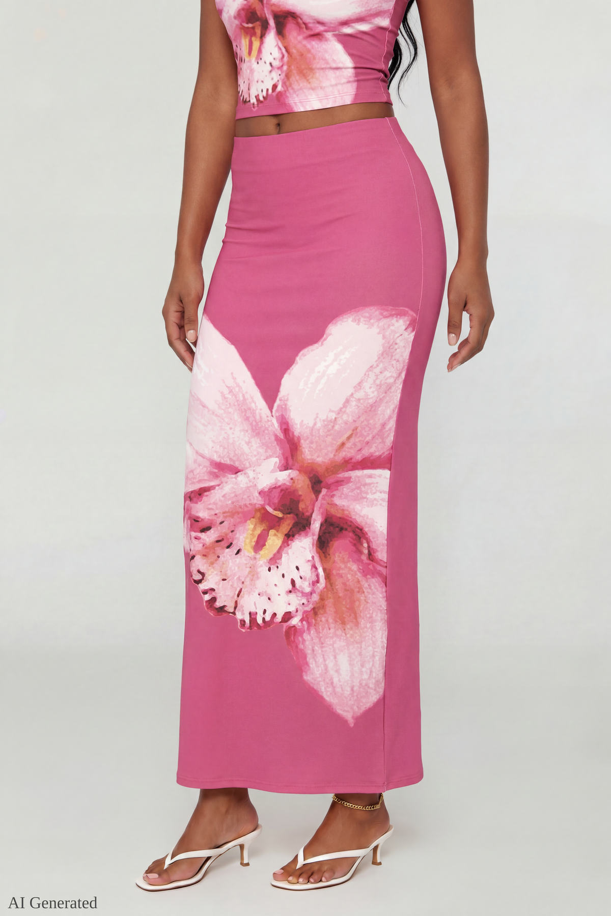 Alt View 3. Floral Tank & Maxi Skirt Set - Fuchsia