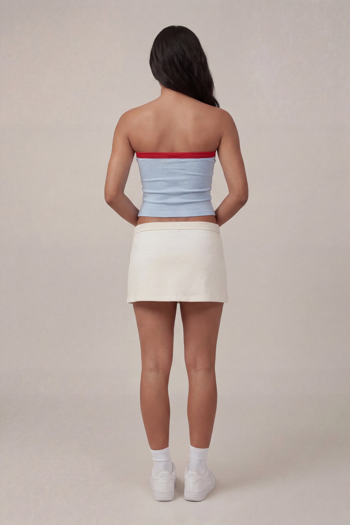Alt View 2. Graphic Drawstring Tube Top - Blue