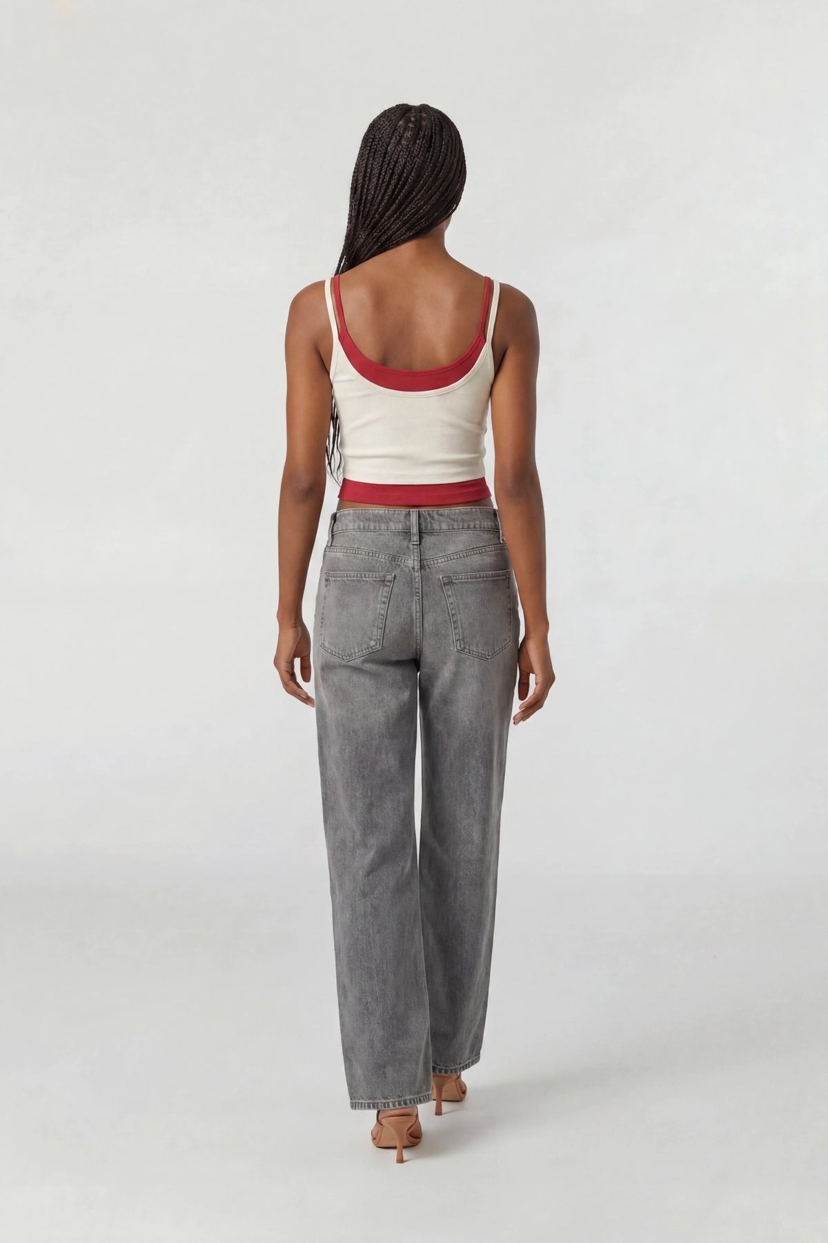 Alt View 2. Soft Ribbed Layered Tank - Ivory