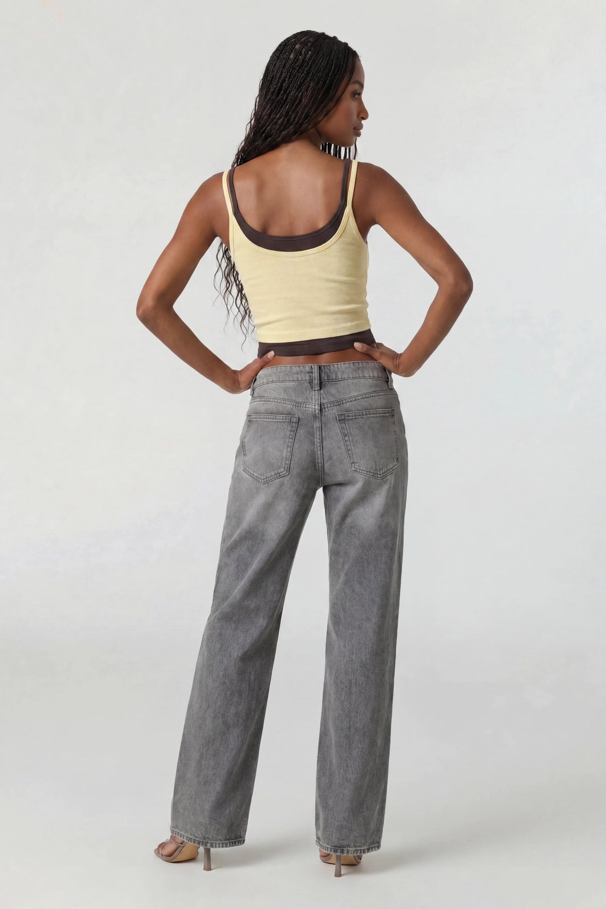 Alt View 2. Soft Ribbed Layered Tank - Yellow