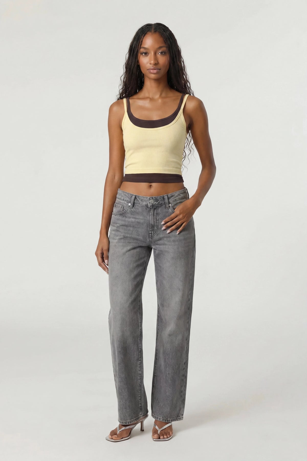 Soft Ribbed Layered Tank - Yellow