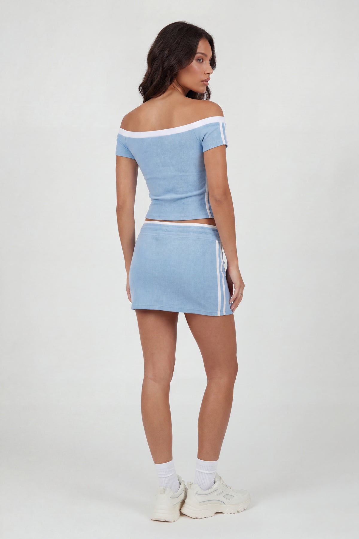 Alt View 3. Graphic Off Shoulder Top & Mini Skirt Set - Light Blue