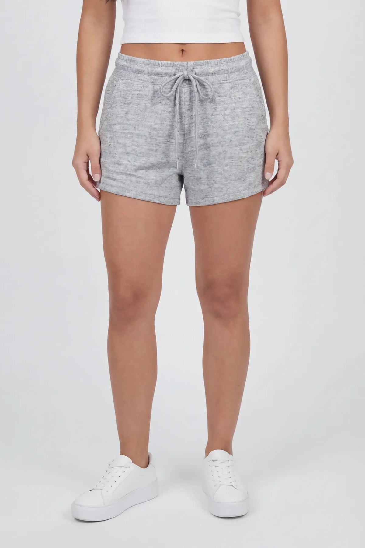 Alt View 2. Fleece Short - Heather Grey