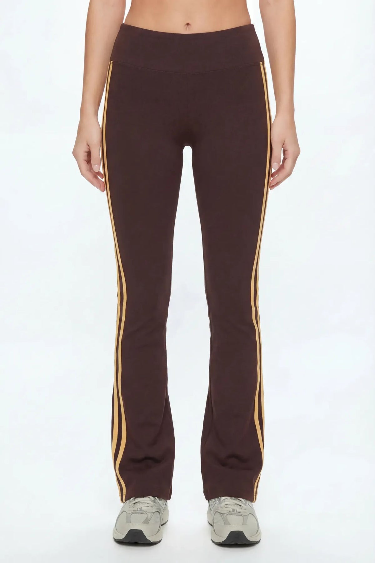Alt View 3. Active Halter Top & Flare Legging Set - Brown