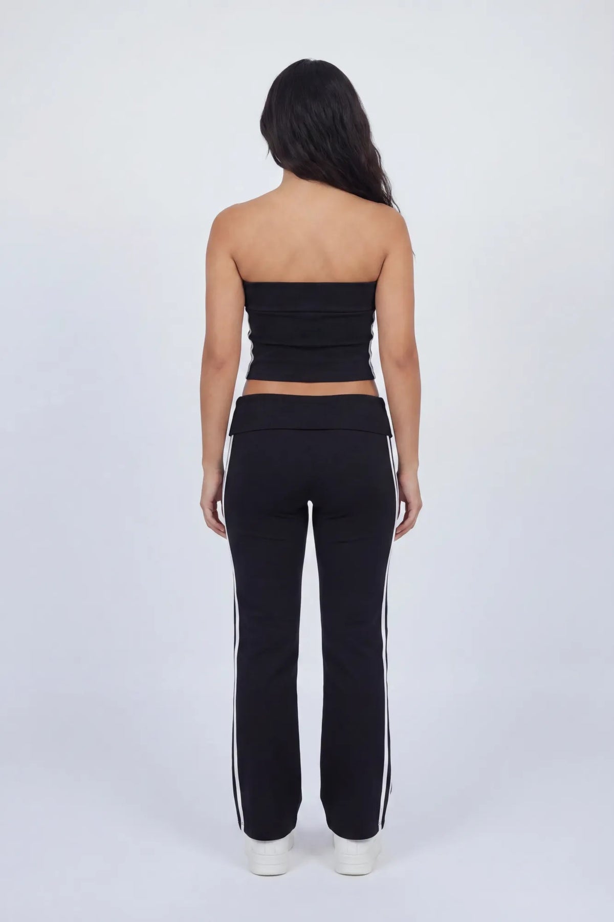 Alt View 2. Active Side Stripe Tube Top & Pant Set - Black