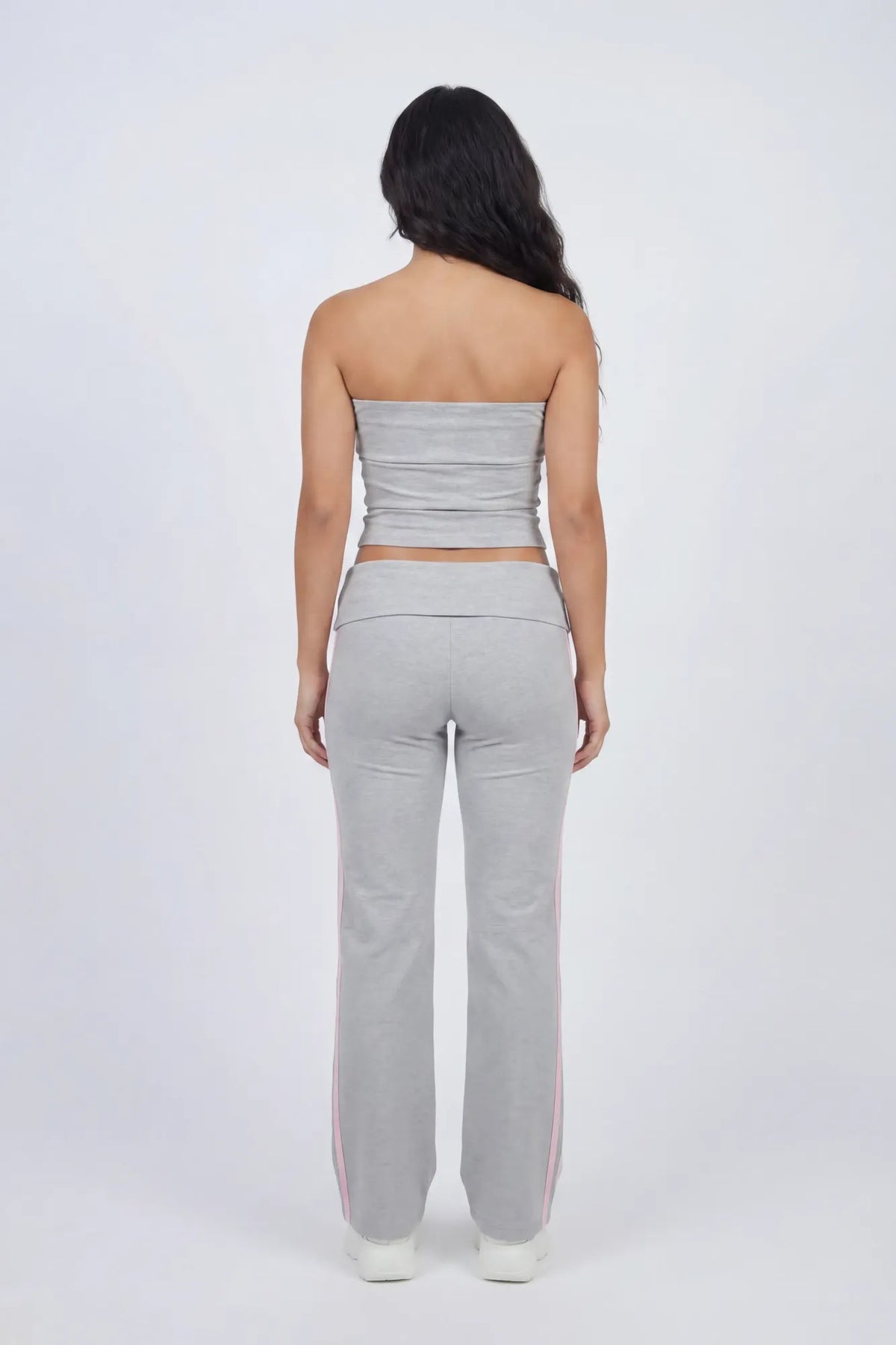 Alt View 2. Active Side Stripe Tube Top & Pant Set - Light Grey