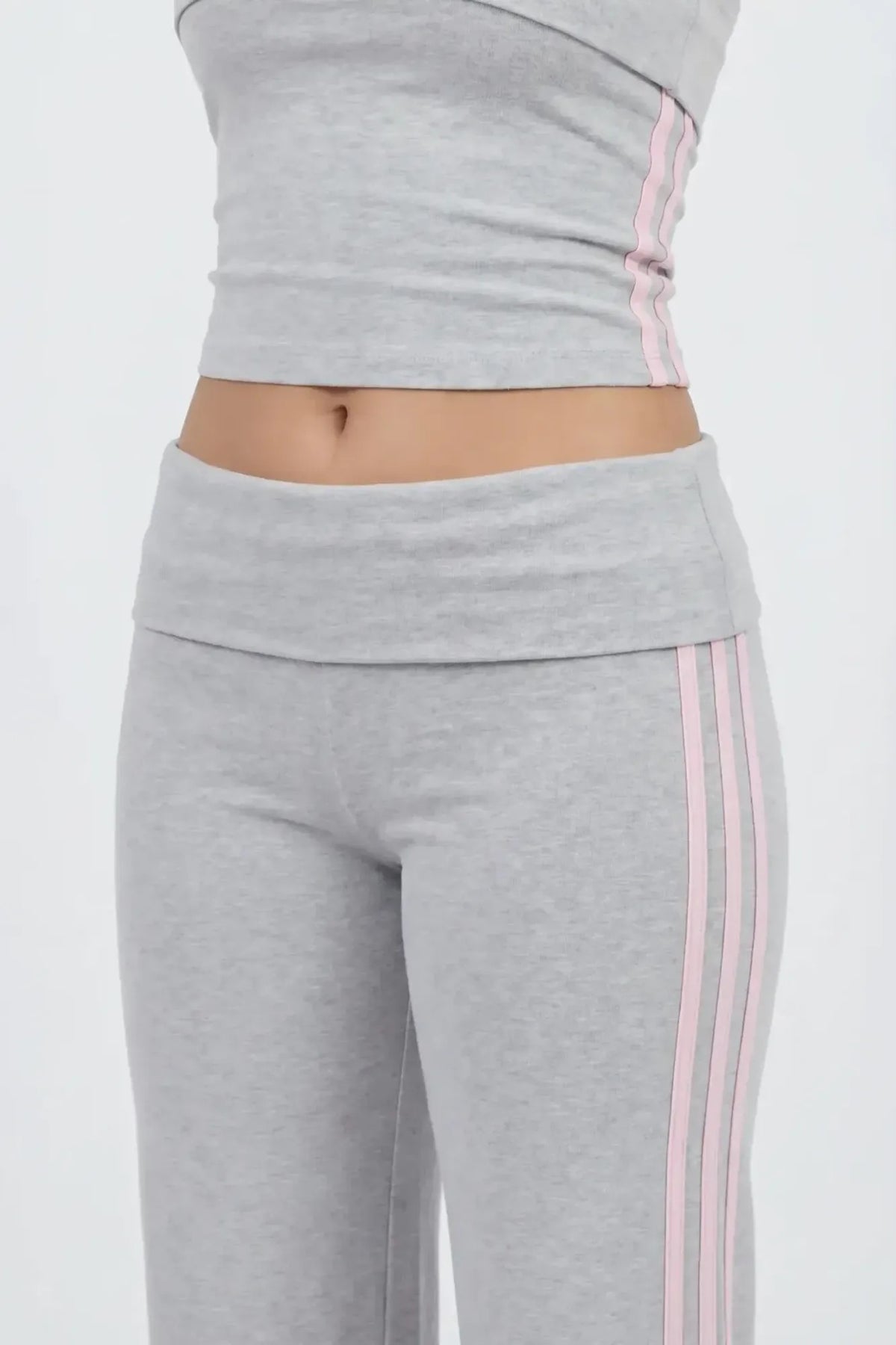 Alt View 4. Active Side Stripe Tube Top & Pant Set - Light Grey