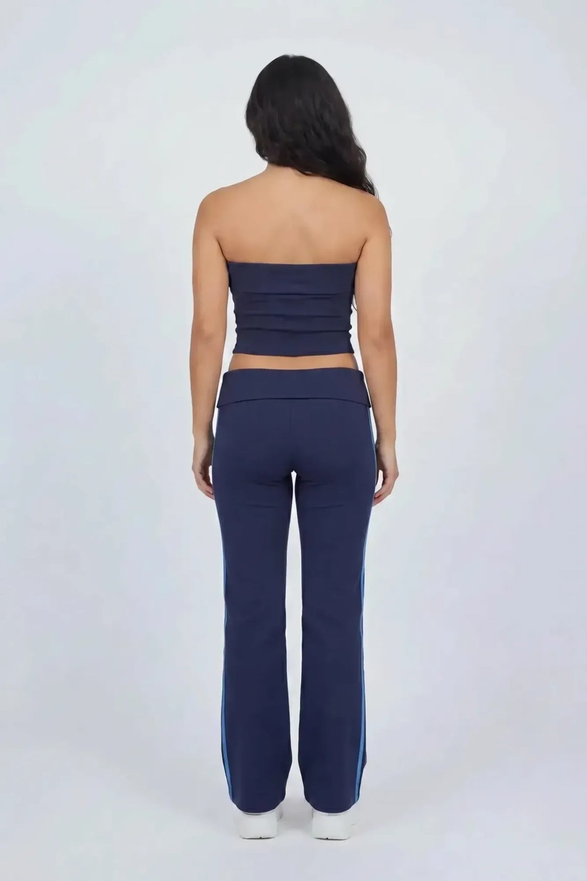 Alt View 2. Active Side Stripe Tube Top & Pant Set - Navy