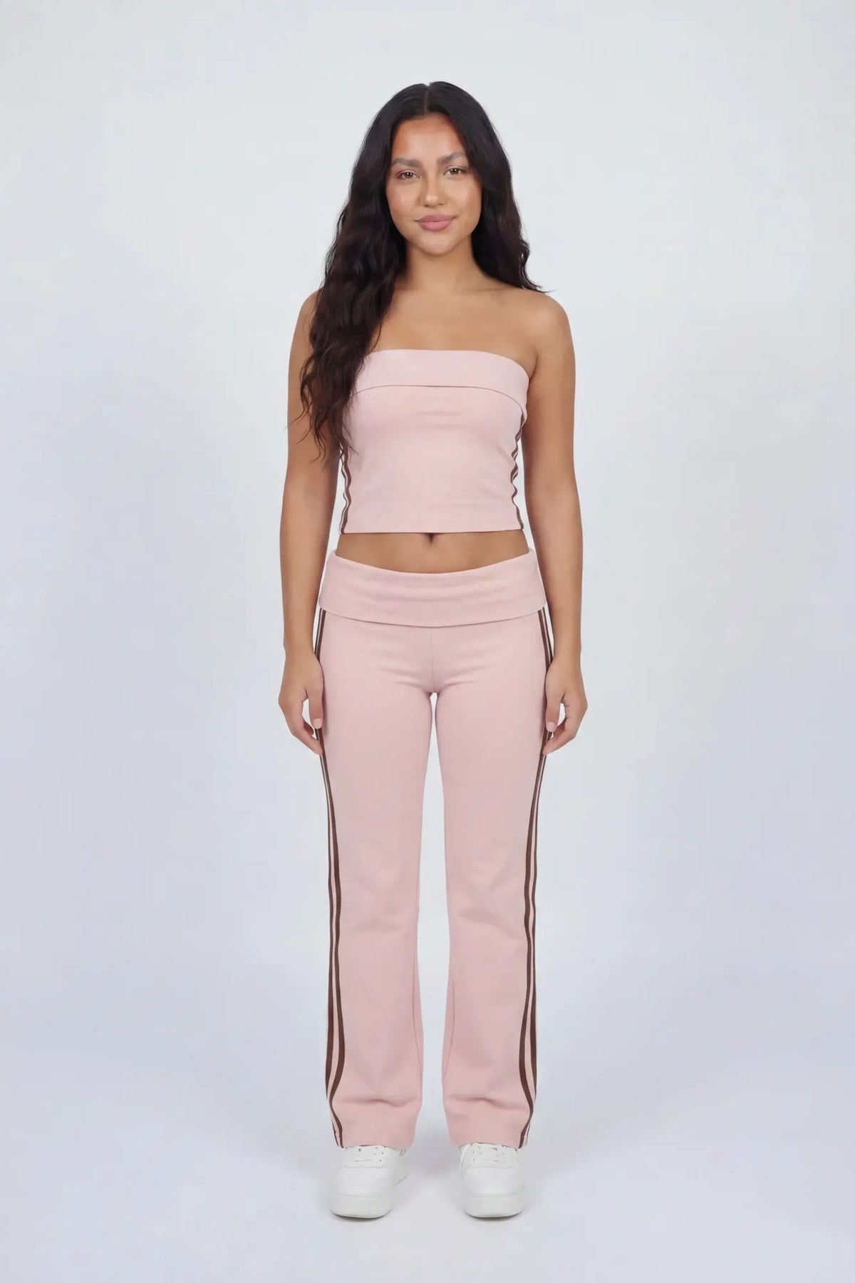 Alt View 3. Active Side Stripe Tube Top & Pant Set - Pink