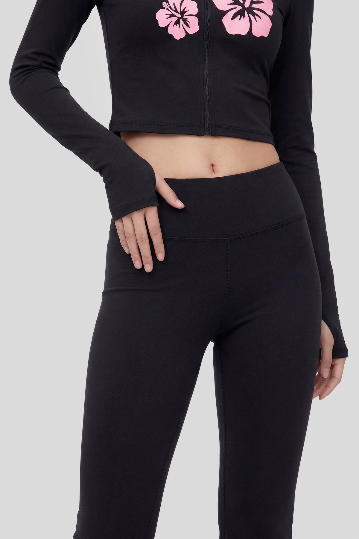 Alt View 3. Active Foldover Waist Flare Legging - Black