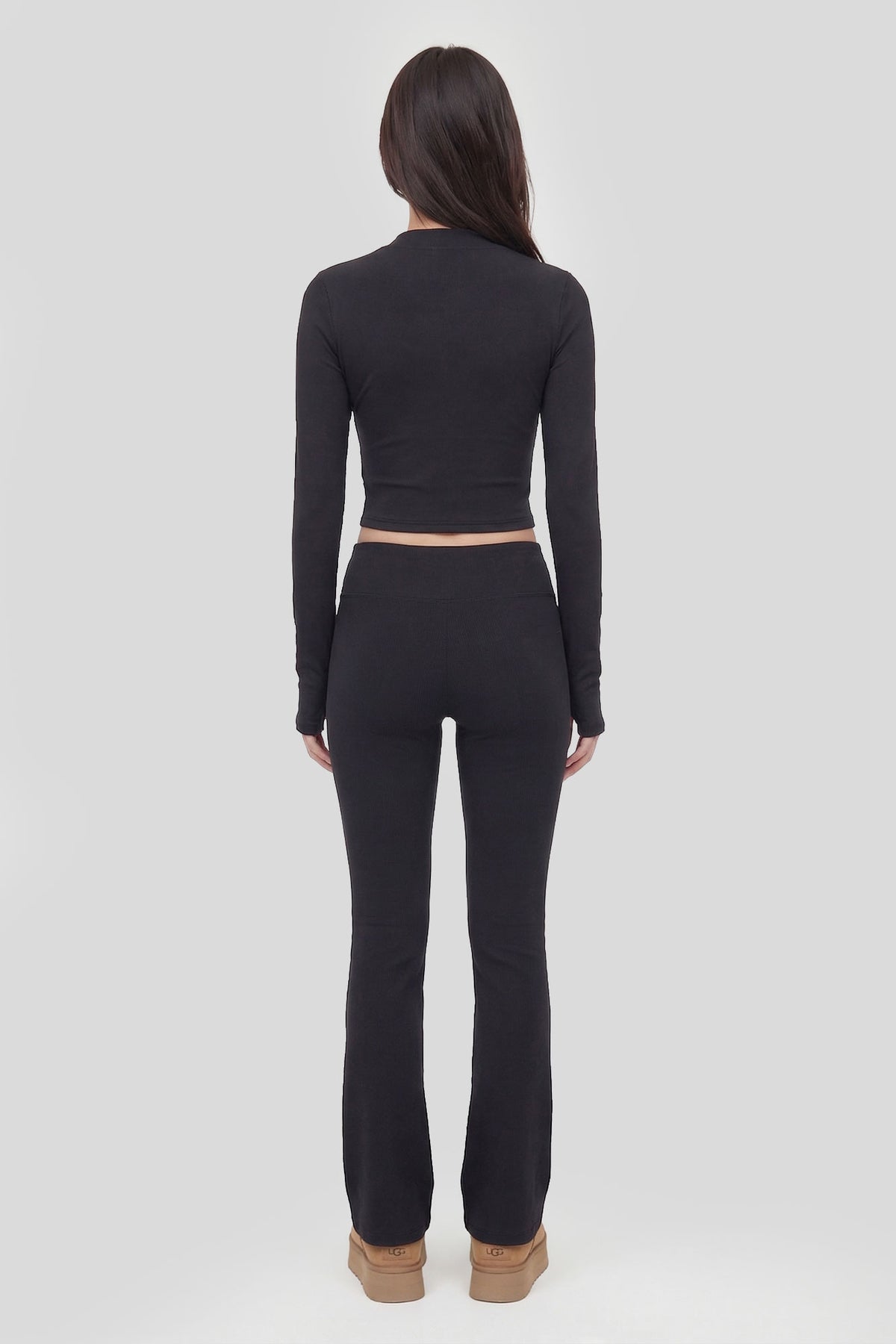 Alt View 2. Active Foldover Waist Flare Legging - Black