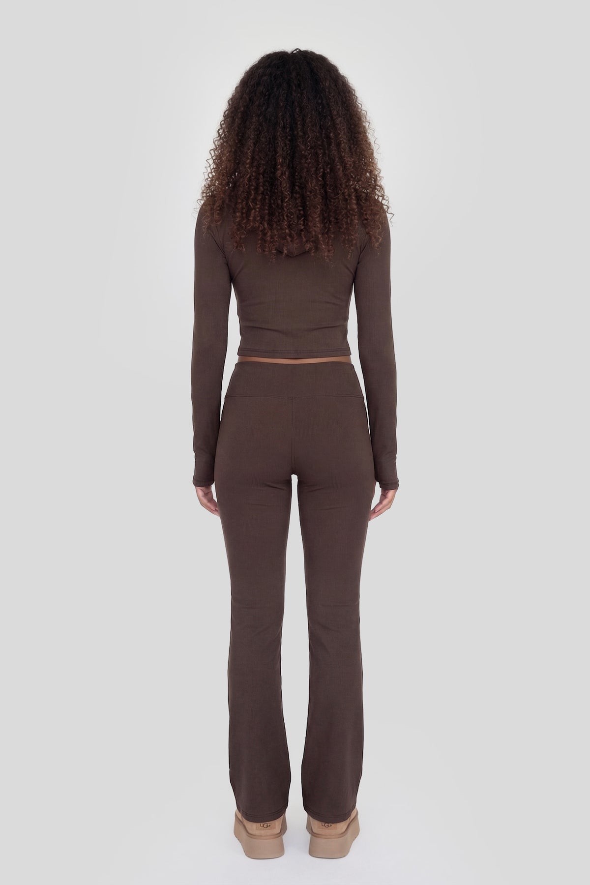 Alt View 2. Active Foldover Waist Flare Legging - Brown