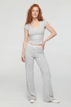 Lace Trim Wide Leg Pant